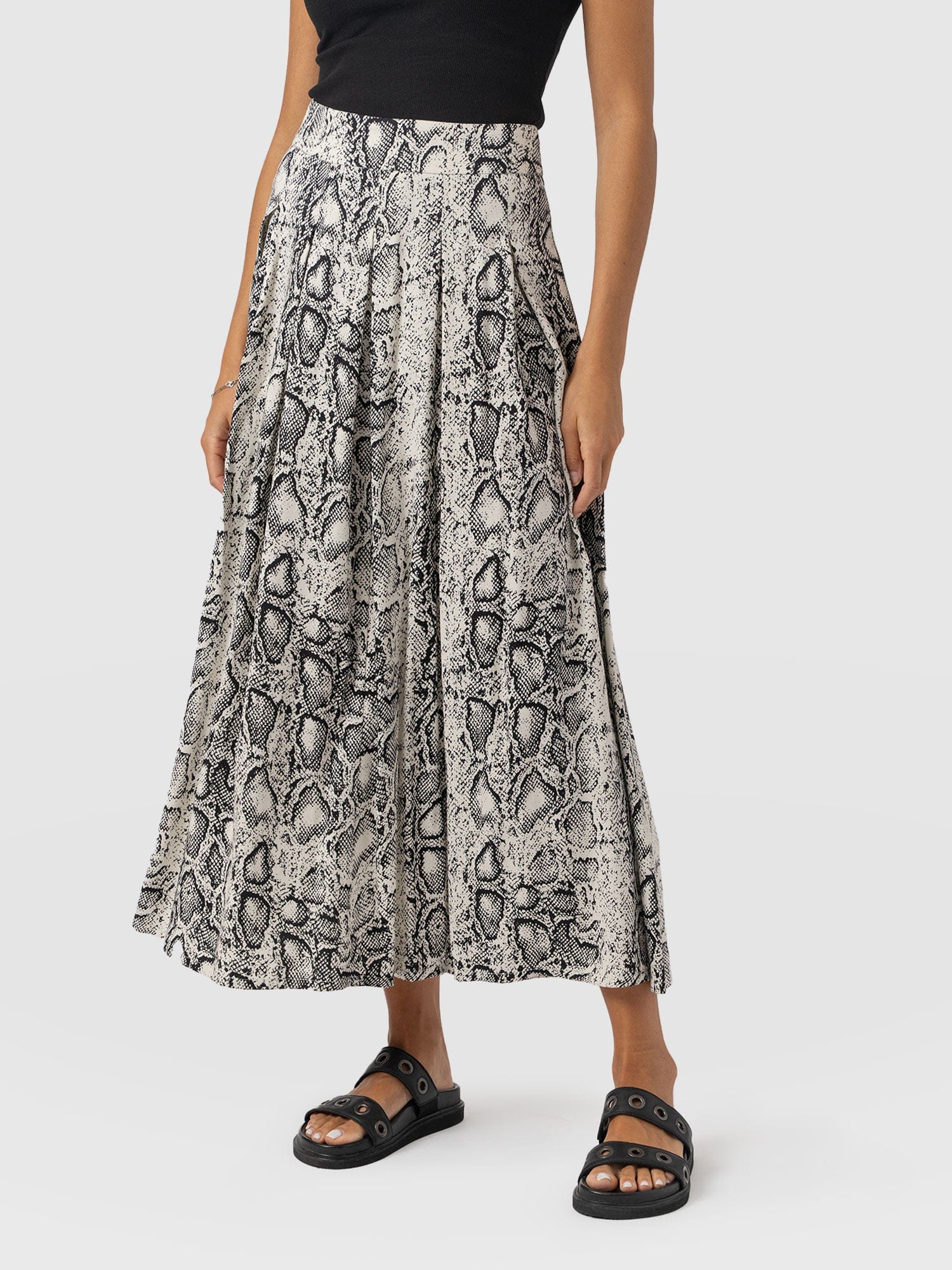 Eliza Pleated Skirt - Cream Snake - Image 5