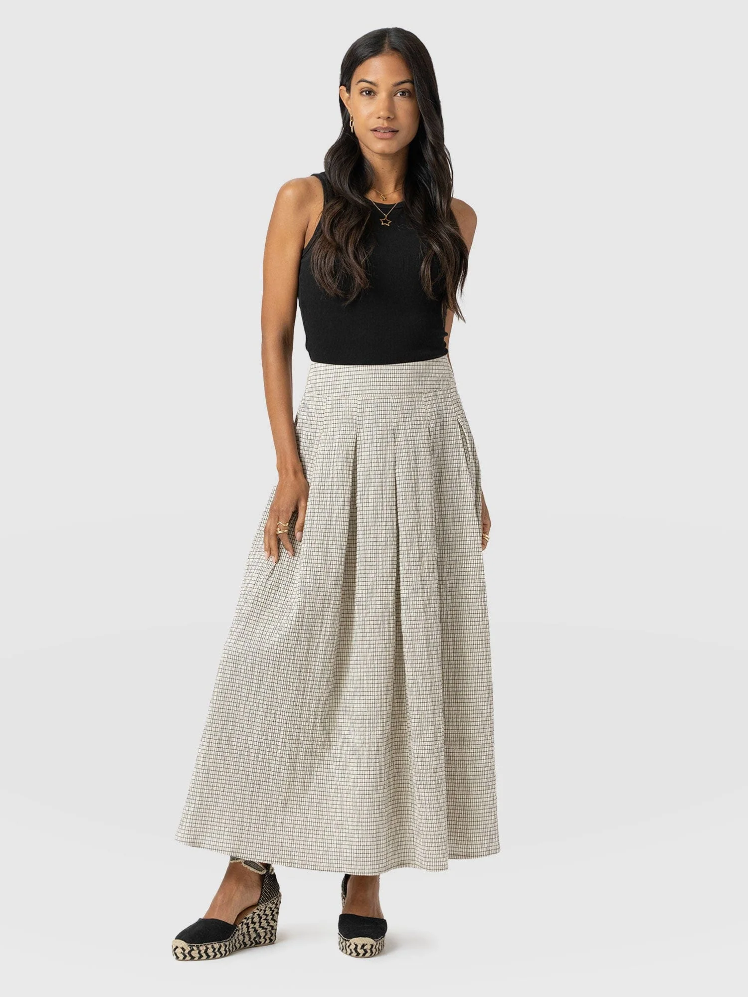 Eliza Pleated Skirt - Gingham - Image 3