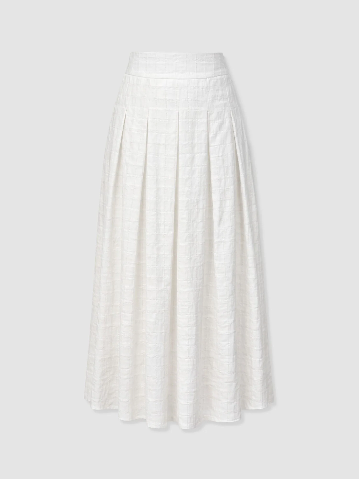 Eliza Pleated Skirt - White Textured - Image 7