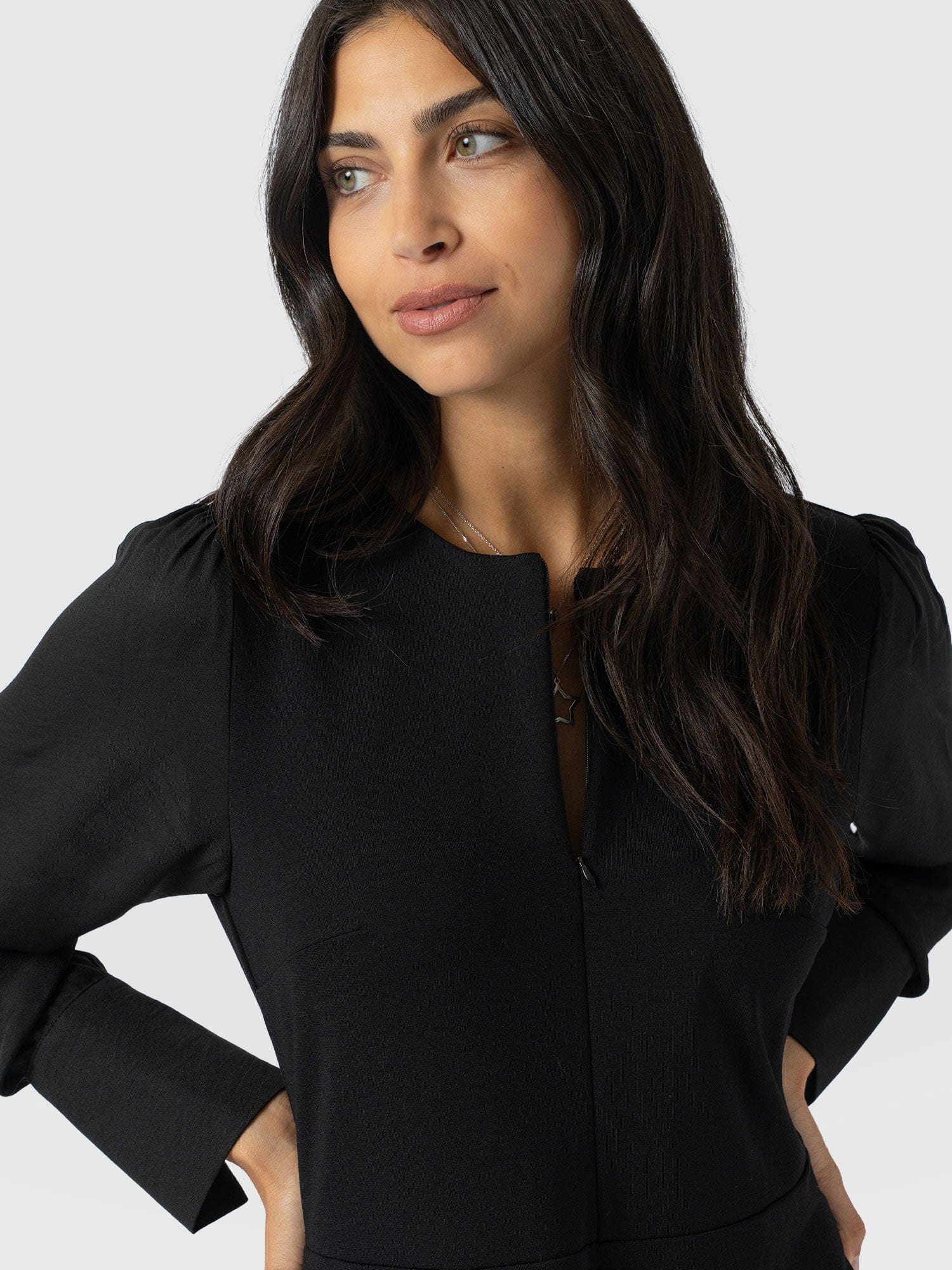 Ella Fit & Flare Dress - Black - Image 3