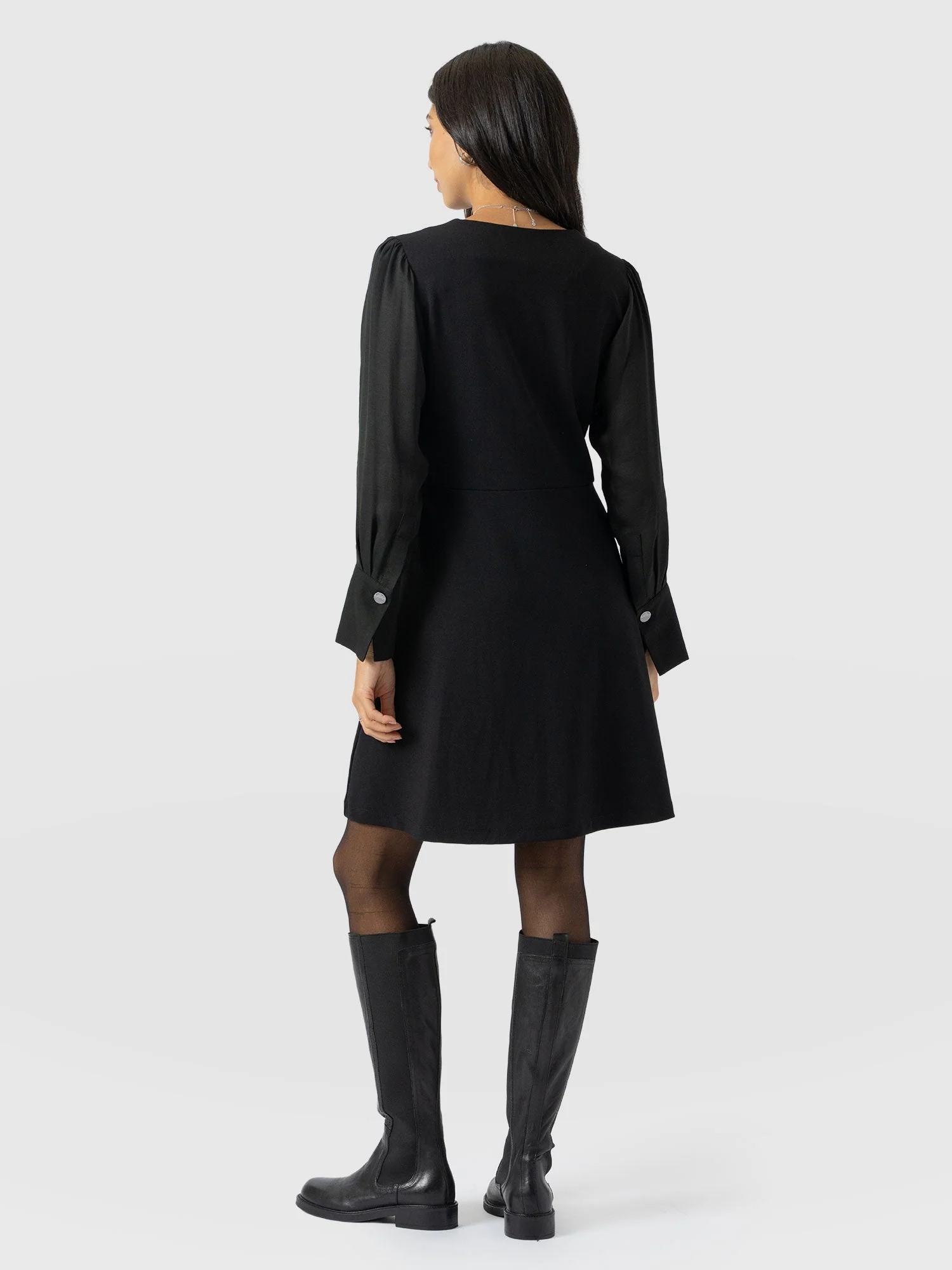 Ella Fit & Flare Dress - Black - Image 6