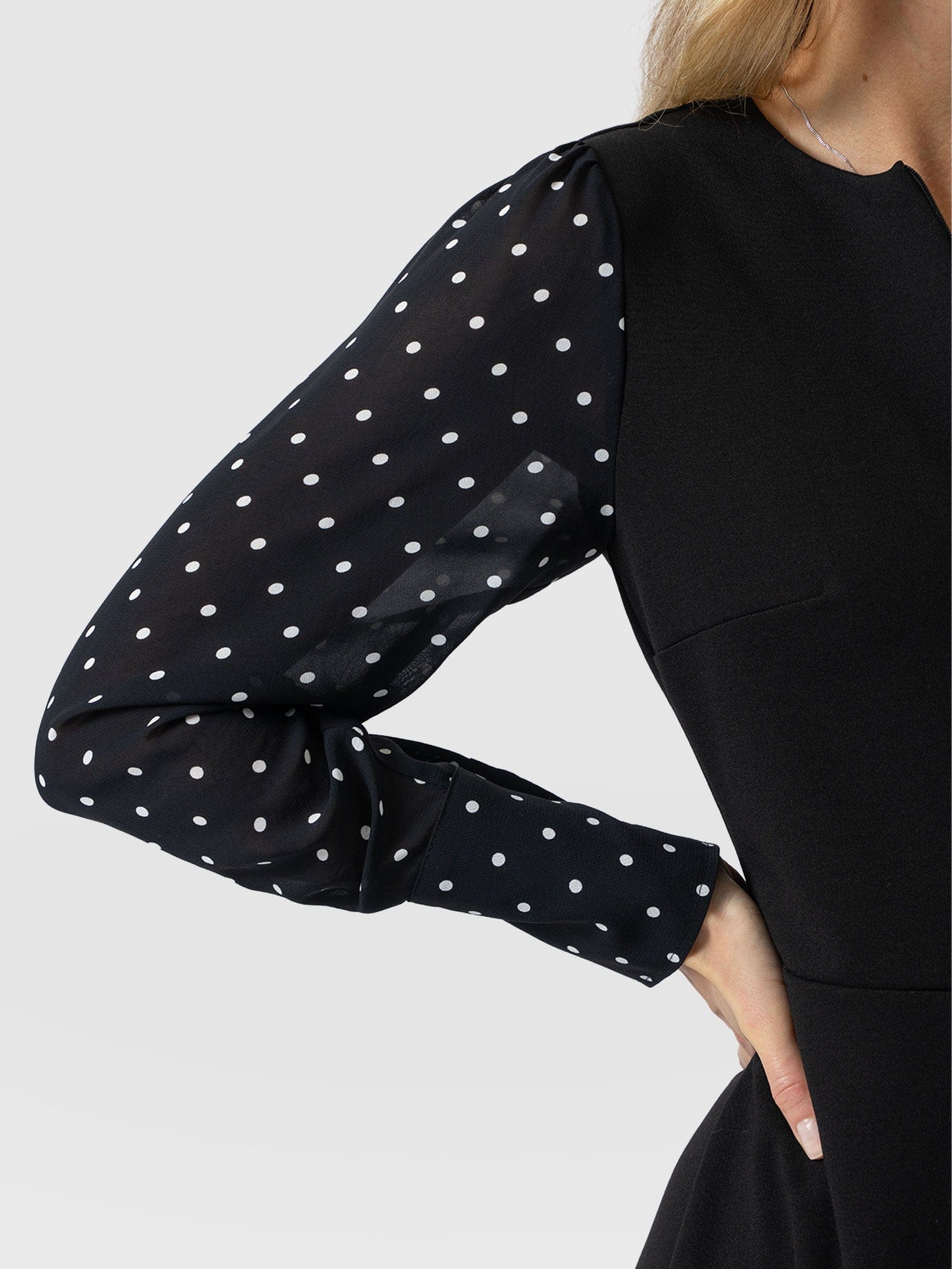 Ella Fit & Flare Dress - Black Polka Dot - Image 5