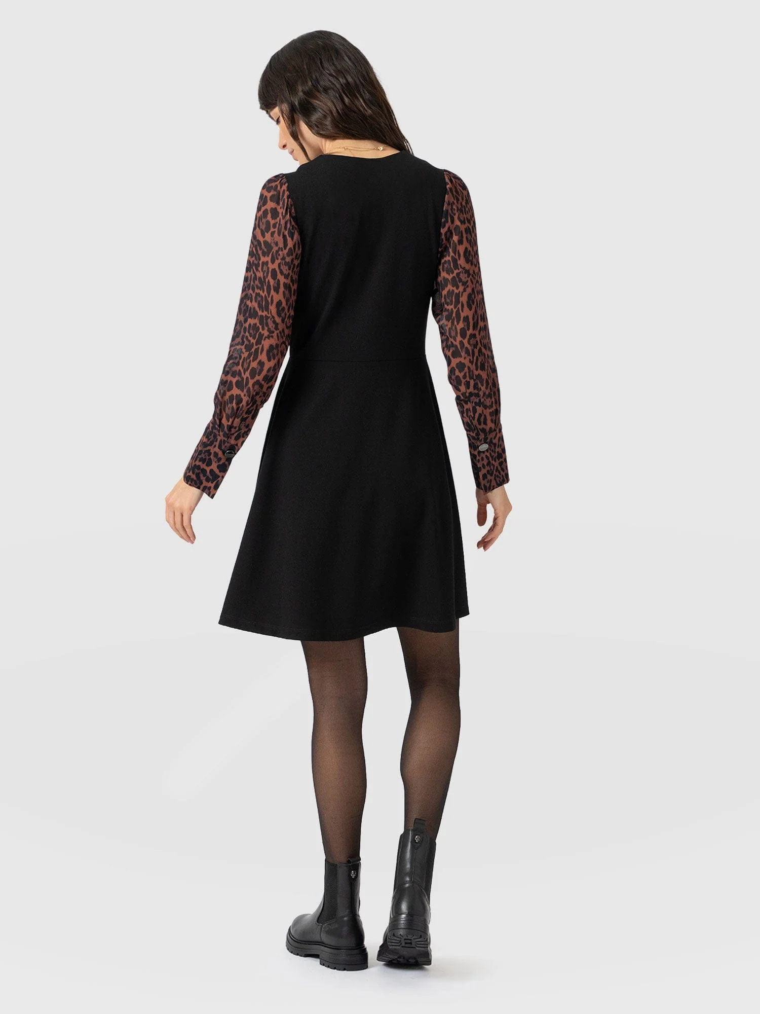 Ella Fit & Flare Dress - Brown Leopard - Image 6