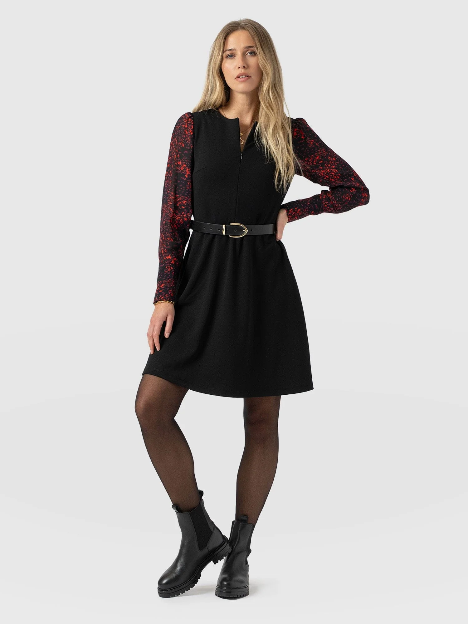 Ella Fit & Flare Dress - Red Fade Spot - Image 6