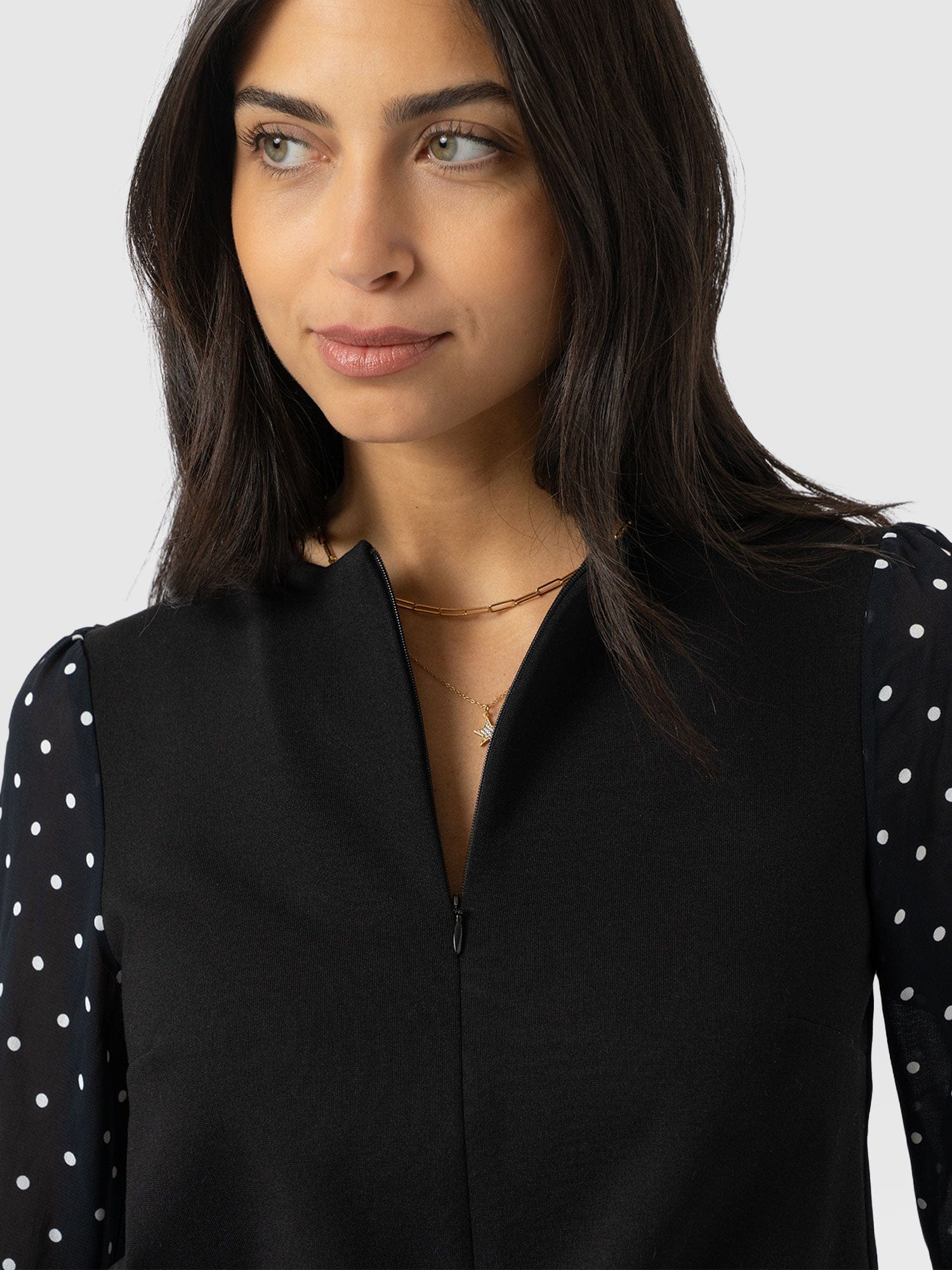 Ella Zip Up Top - Black Polka Dot - Image 4