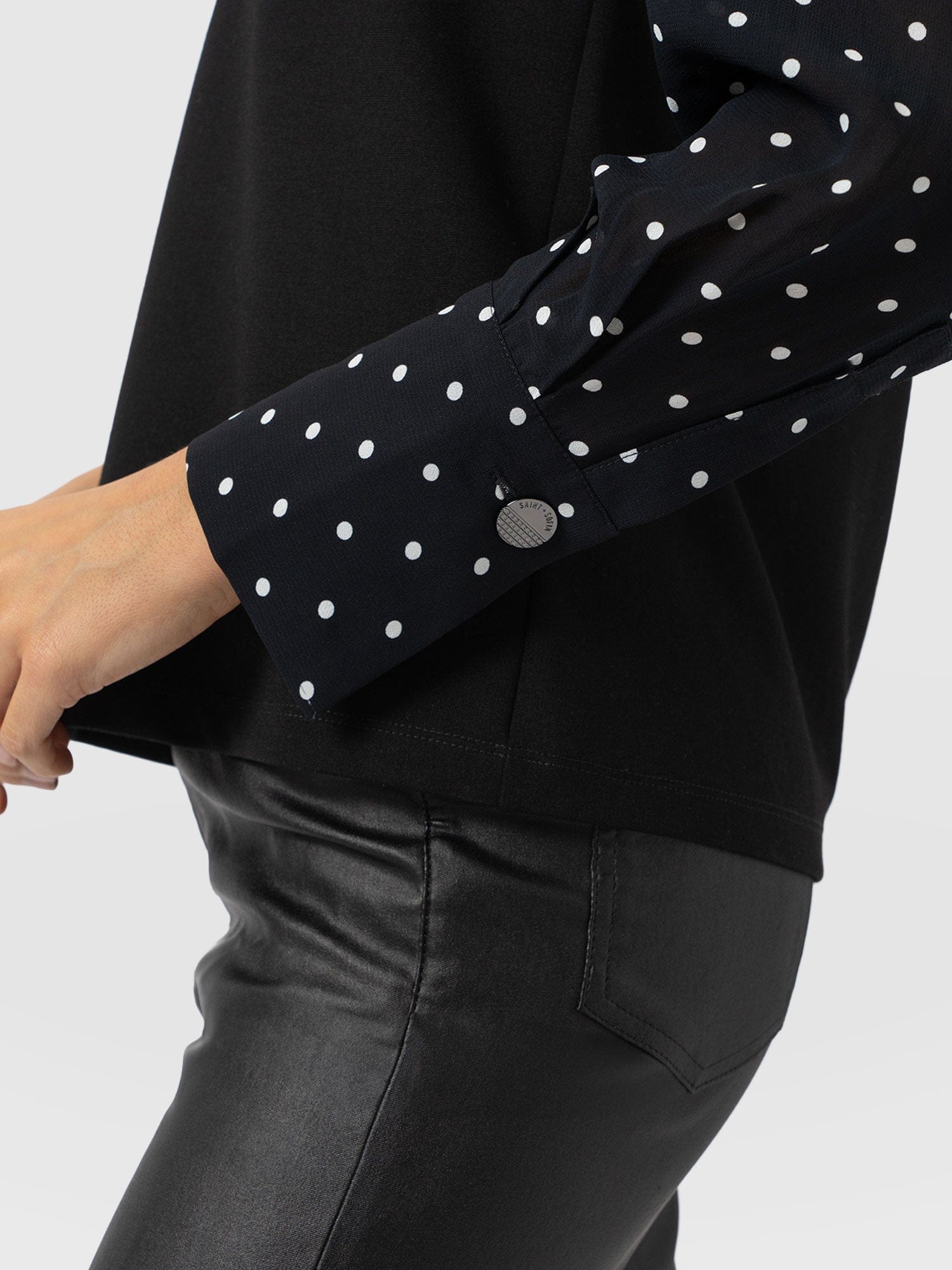Ella Zip Up Top - Black Polka Dot - Image 5