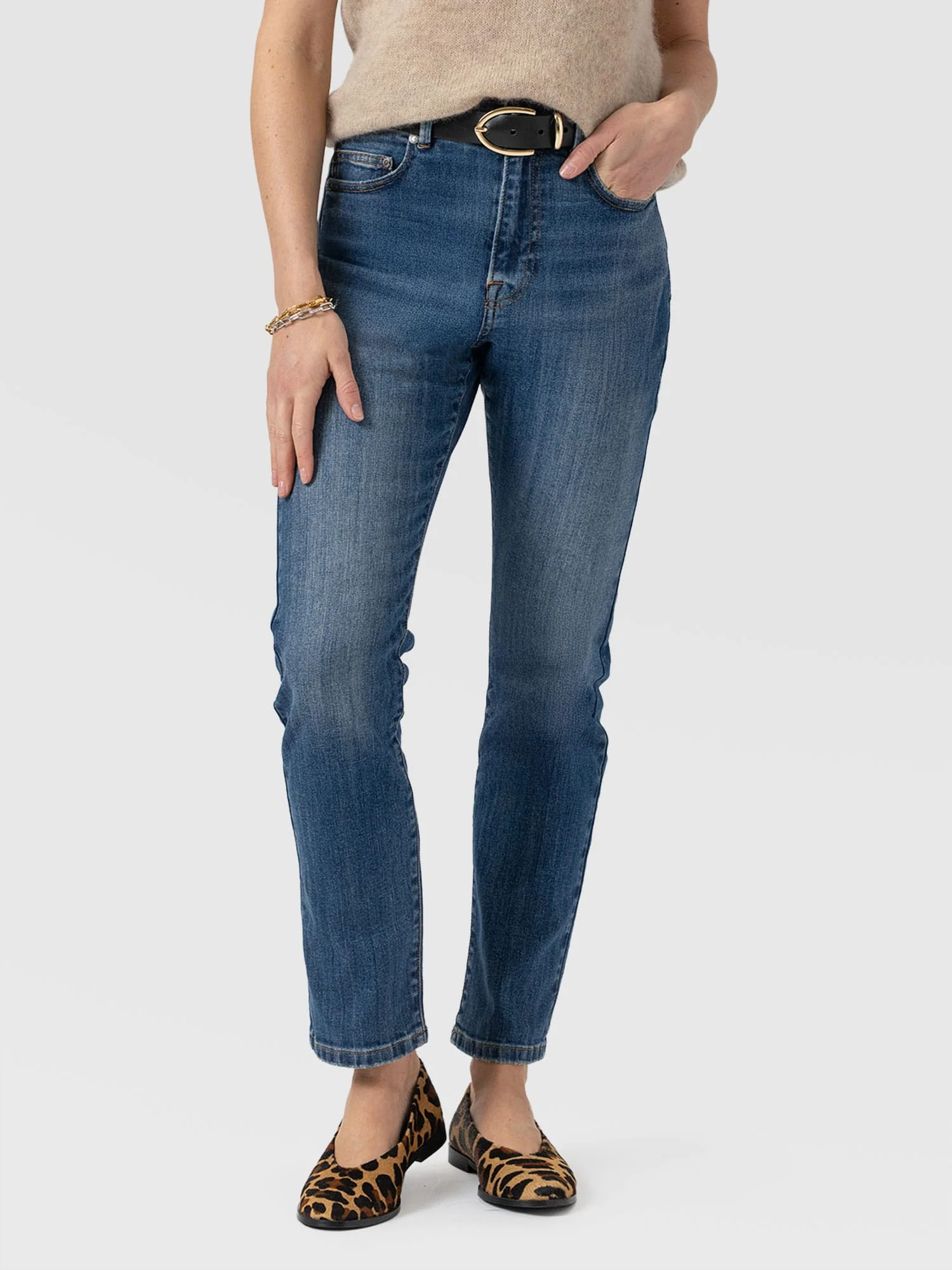 Emma Straight Leg Jean - Mid Blue - Image 3