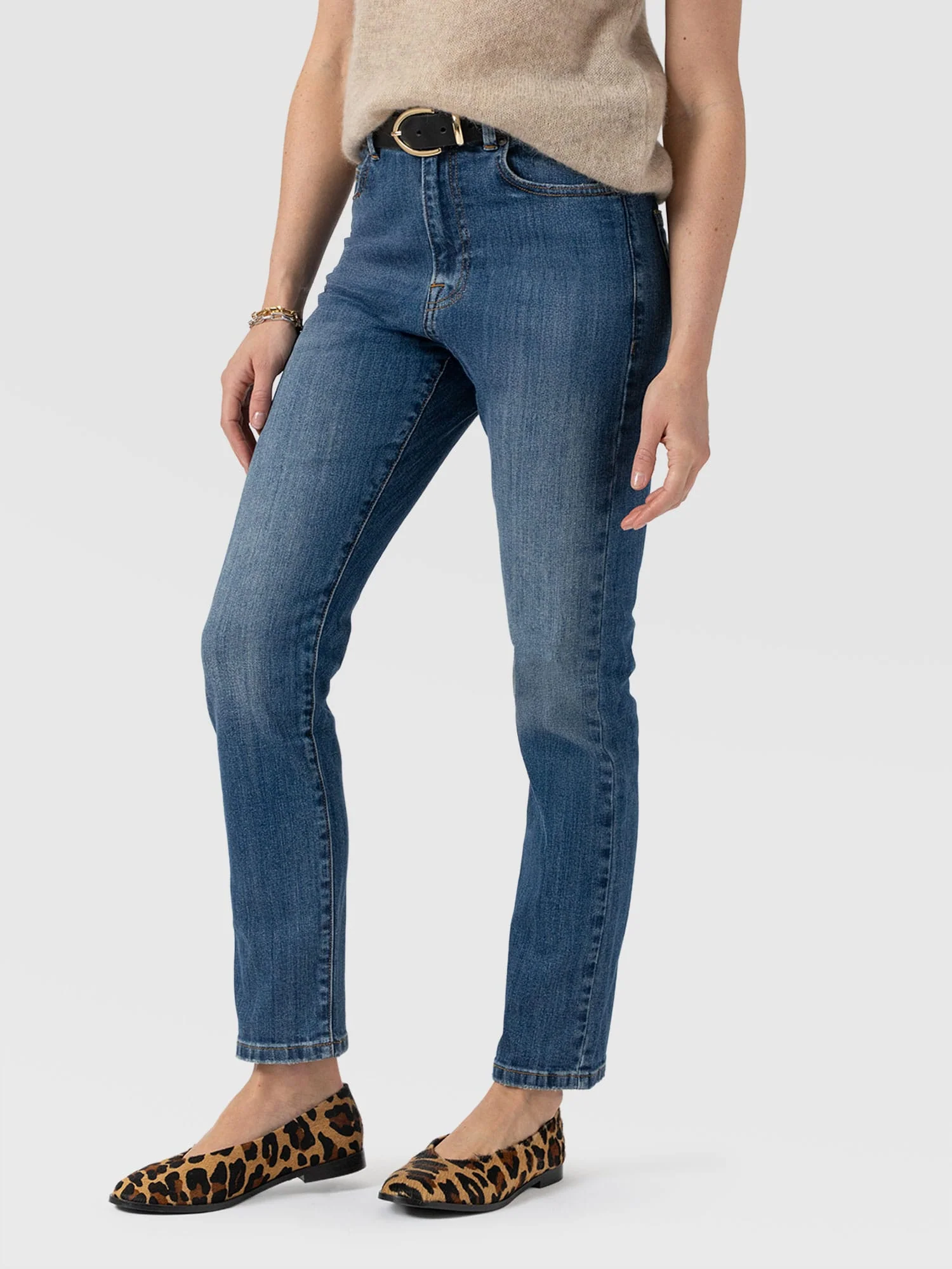 Emma Straight Leg Jean - Mid Blue - Image 4