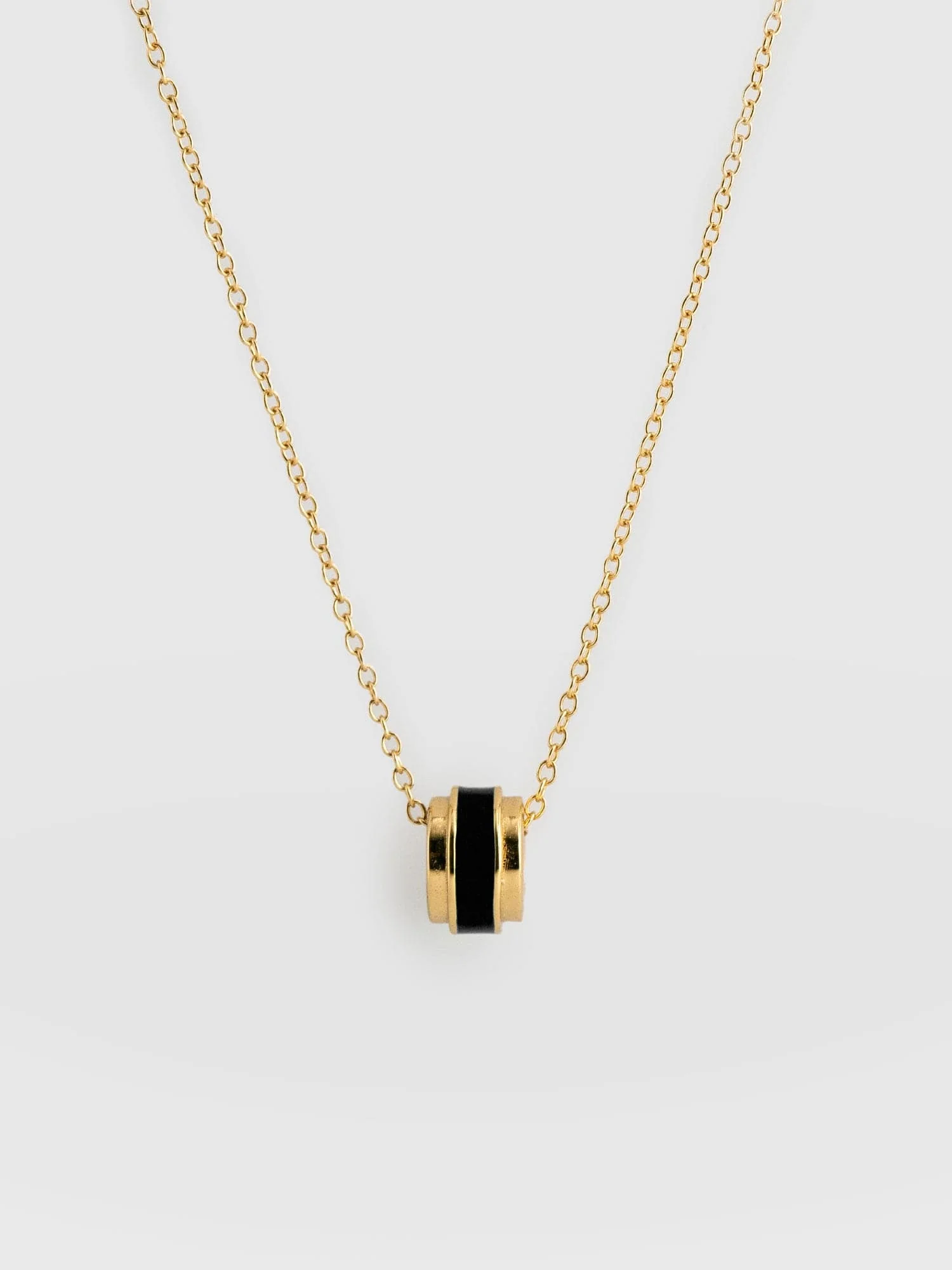 Enamel Stripe Charm Necklace - Gold/Black - Image 5