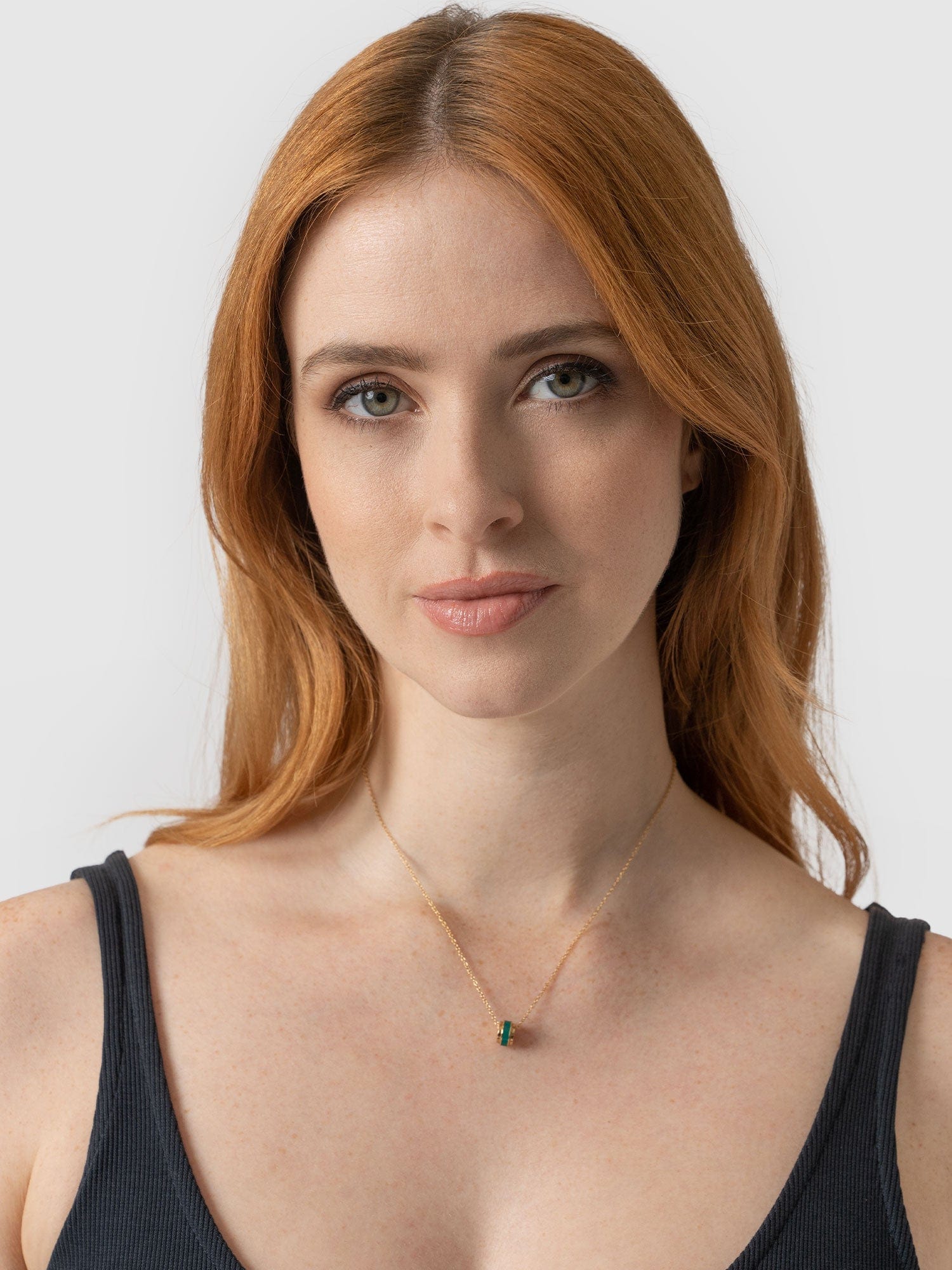 Enamel Stripe Charm Necklace - Gold/Green - Image 3