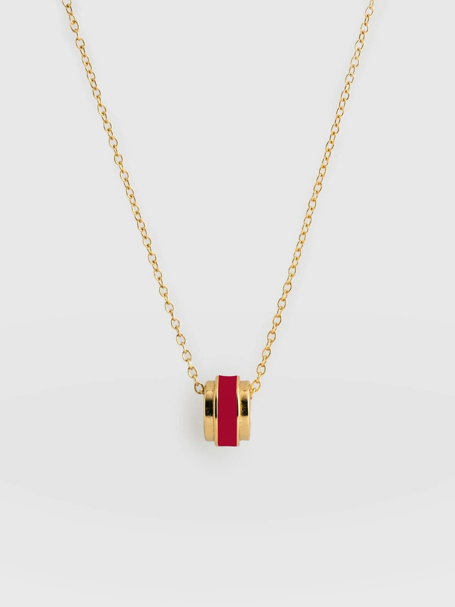 Enamel Stripe Charm Necklace - Gold/Red - Image 5