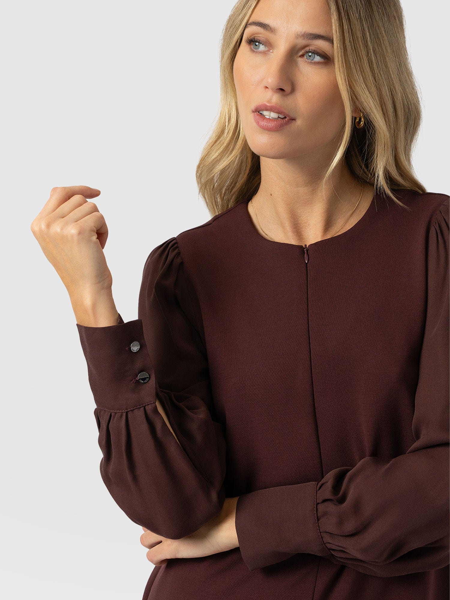 Esme Zip Up Dress - Maroon - Image 5