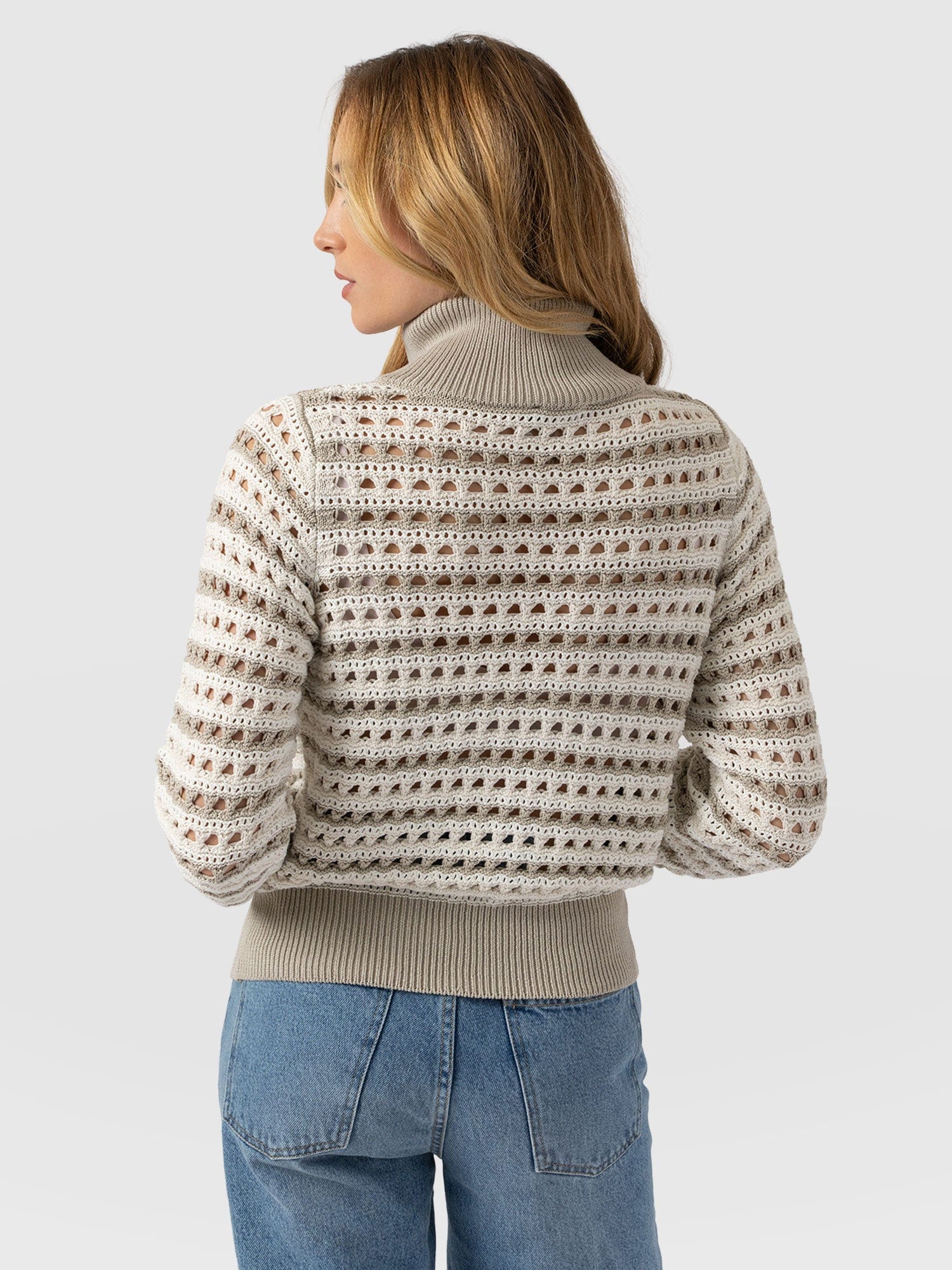 Ester Quarter Zip Knit - Beige - Image 6