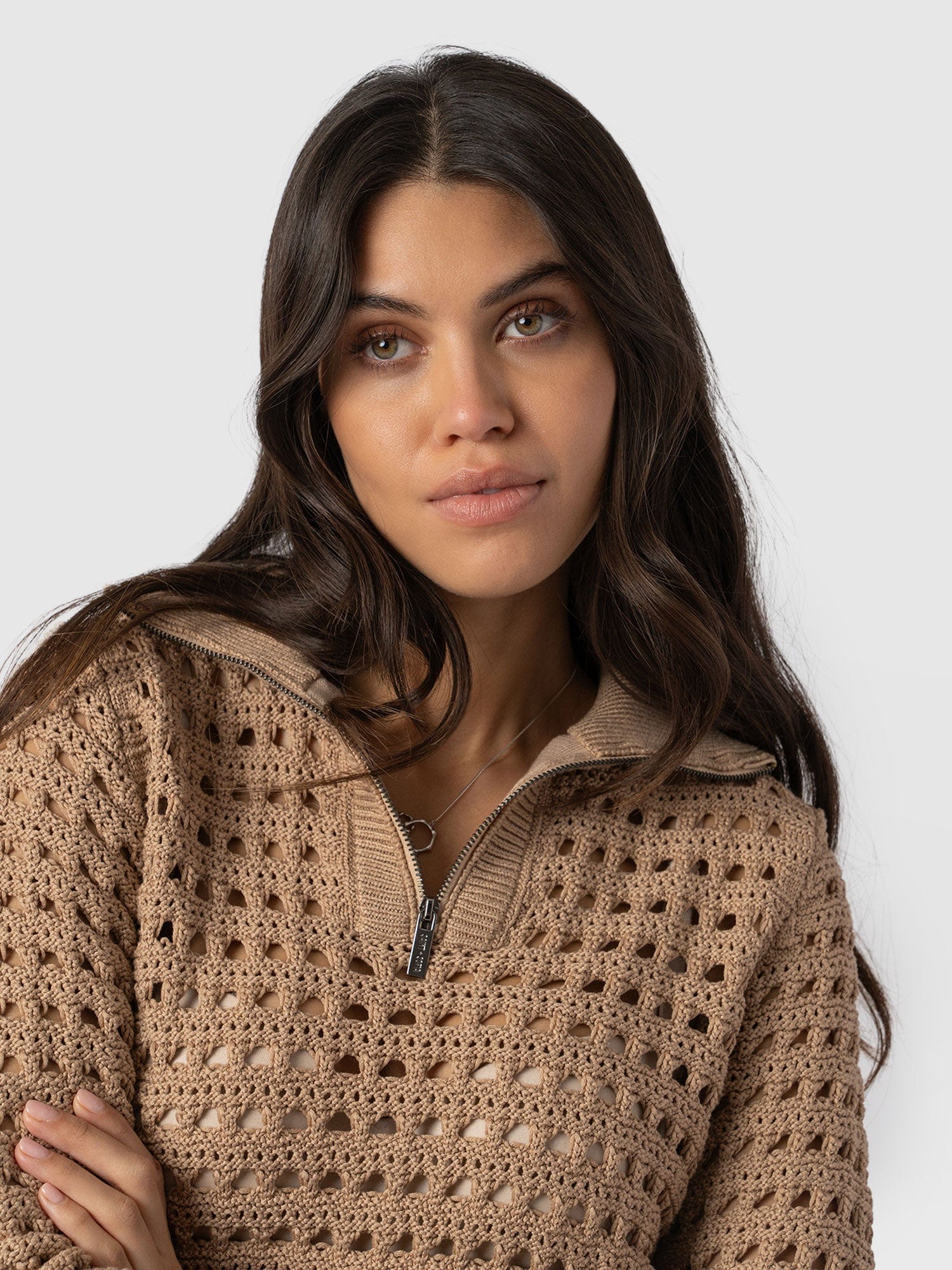 Ester Quarter Zip Knit - Camel - Image 3