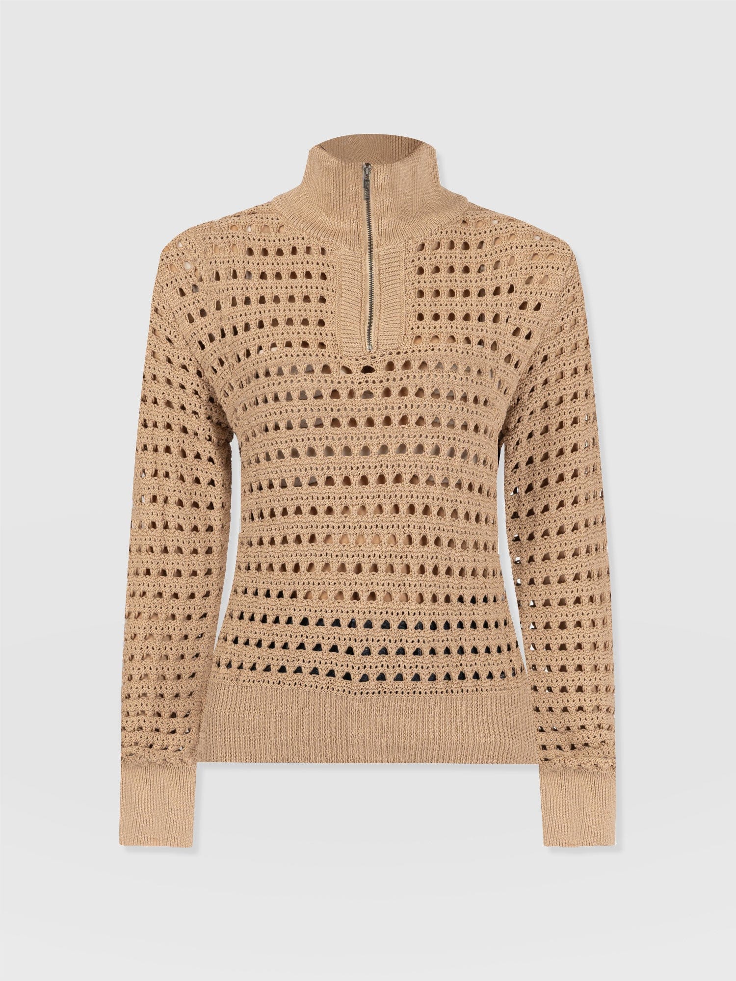 Ester Quarter Zip Knit - Camel - Image 7