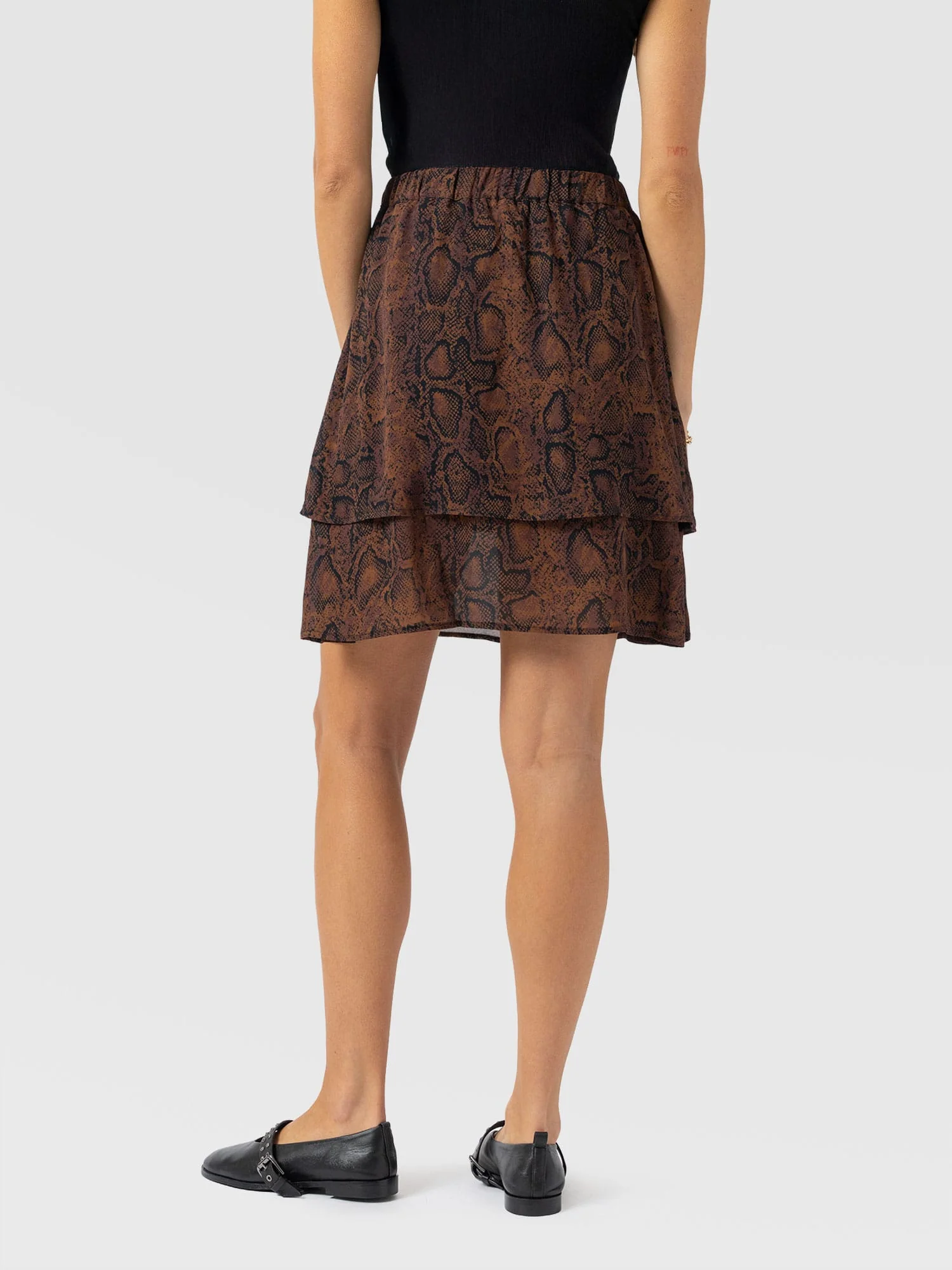 Etta Mini Layered Skirt - Brown Snake - Image 6