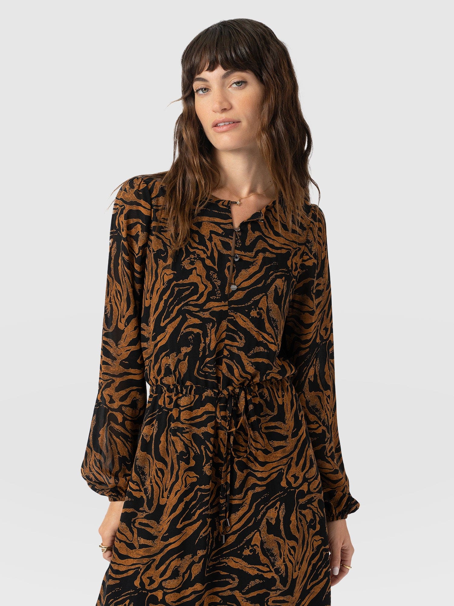 Evelyn High Low Dress - Brown Zebra - Image 3