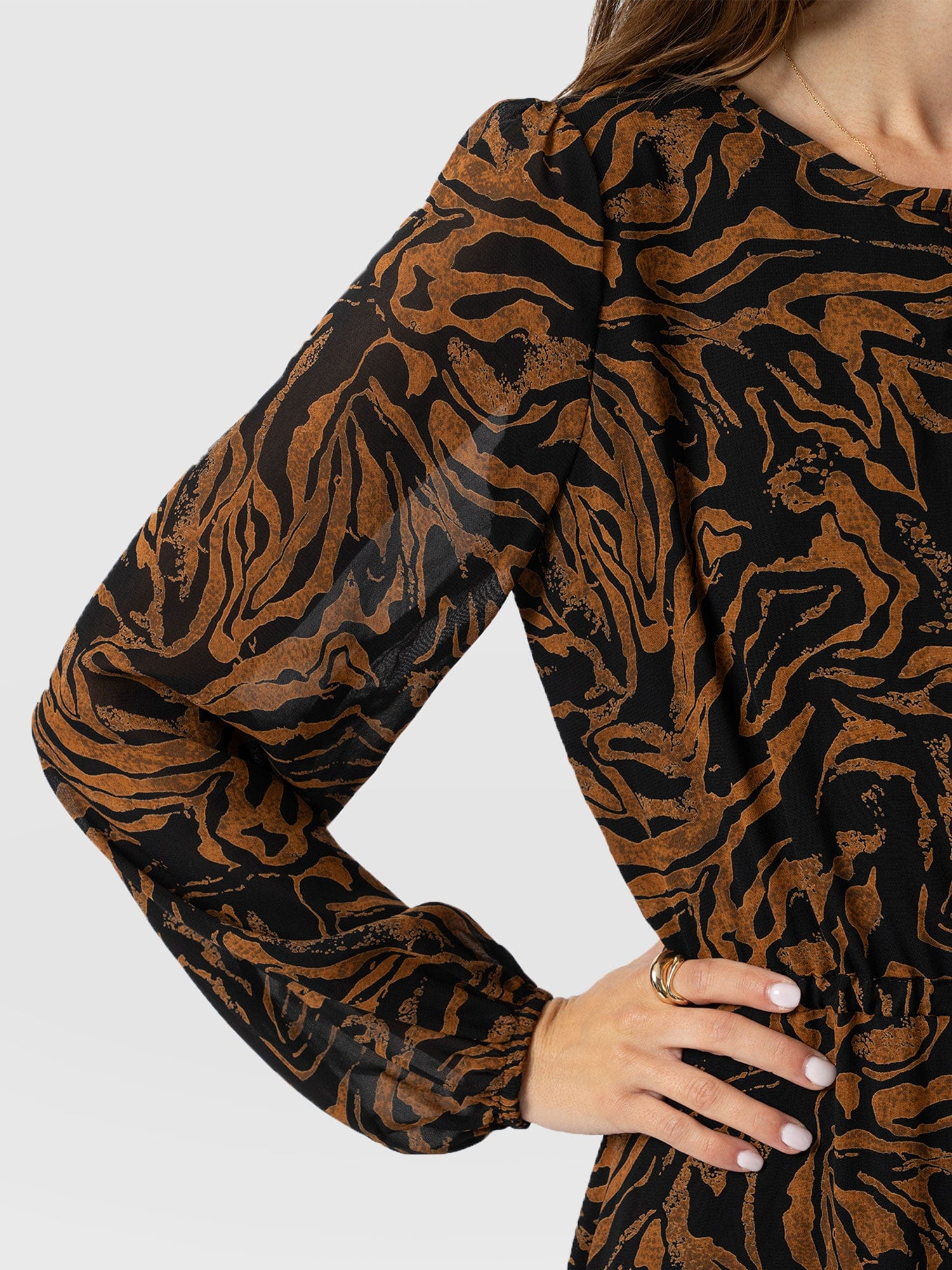 Evelyn High Low Dress - Brown Zebra - Image 5