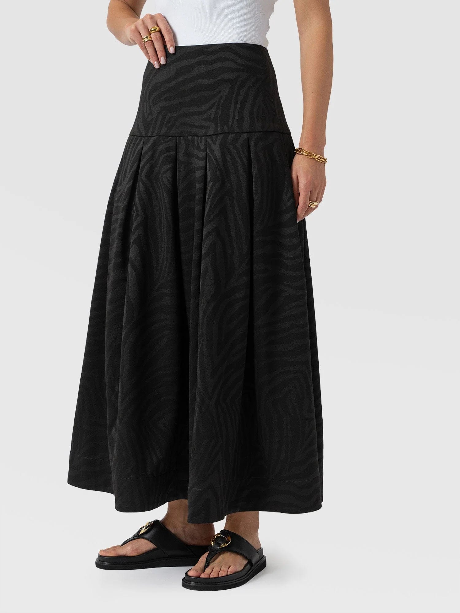 Everly Pleated Skirt - Black Zebra - Image 4