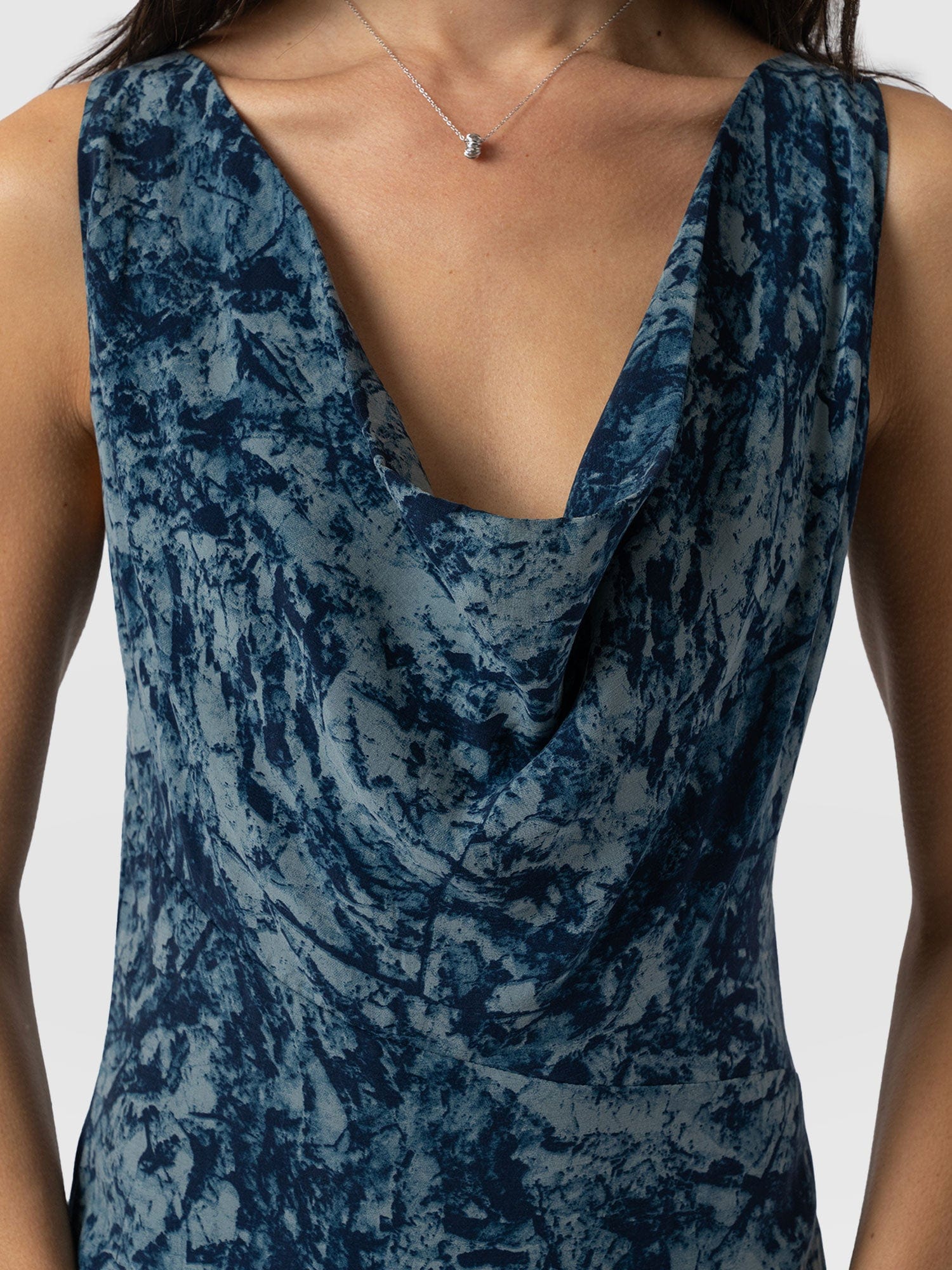 Faye Cowl Neck Dress - Blue Marble - Image 5