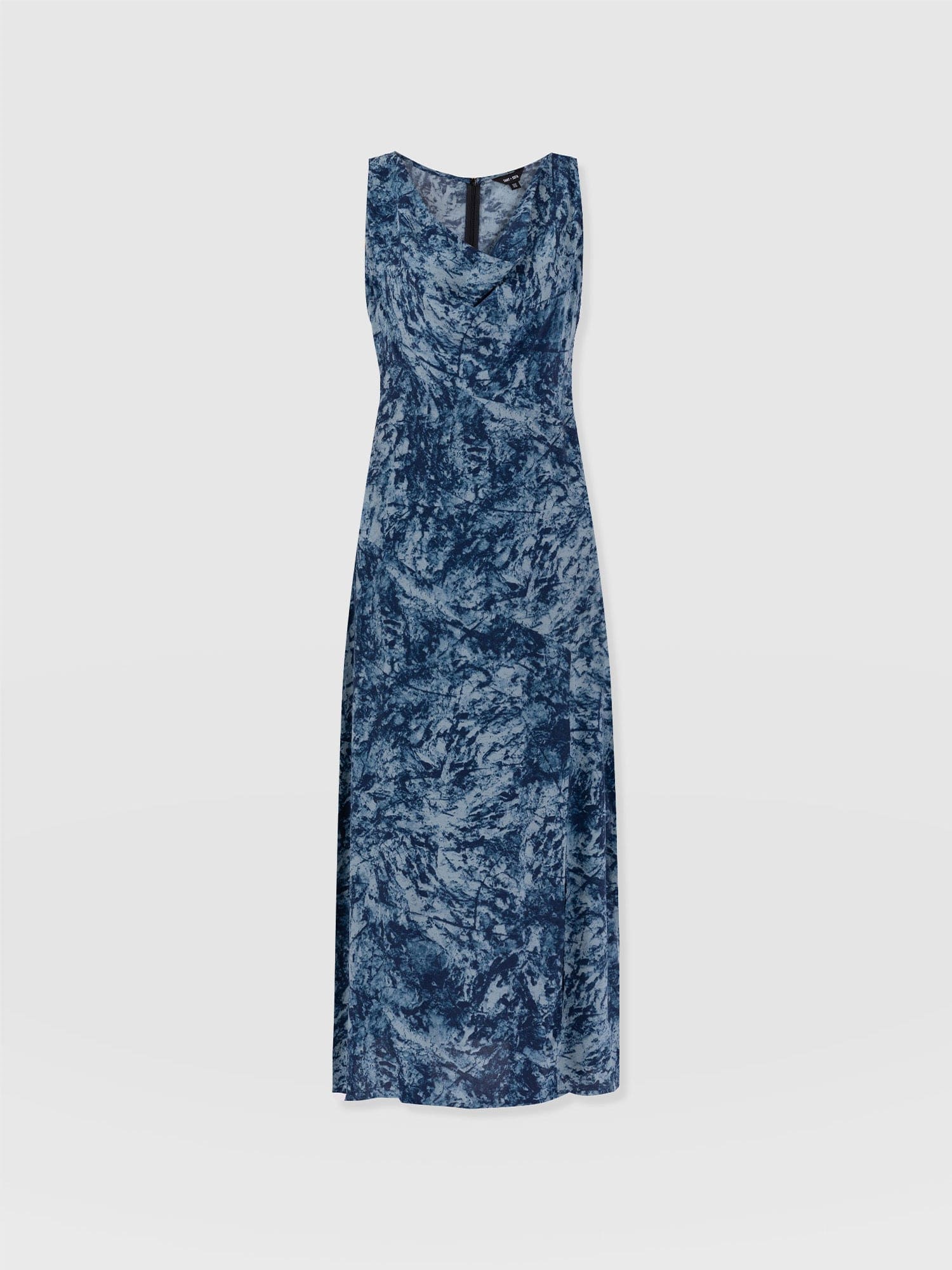 Faye Cowl Neck Dress - Blue Marble - Image 7