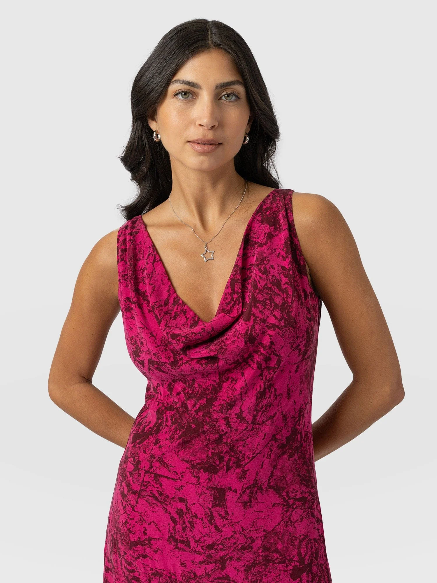 Faye Cowl Neck Dress - Pink Marble - Image 4