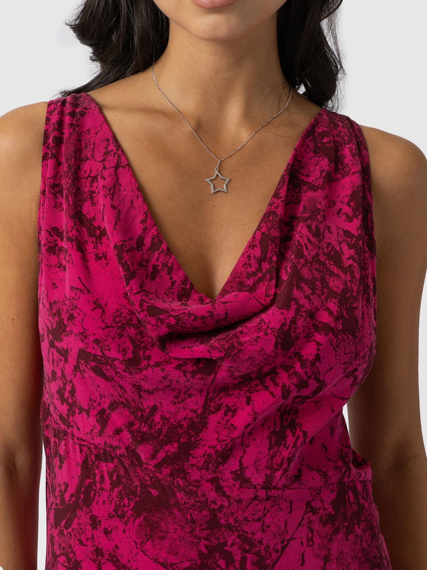Faye Cowl Neck Dress - Pink Marble - Image 5