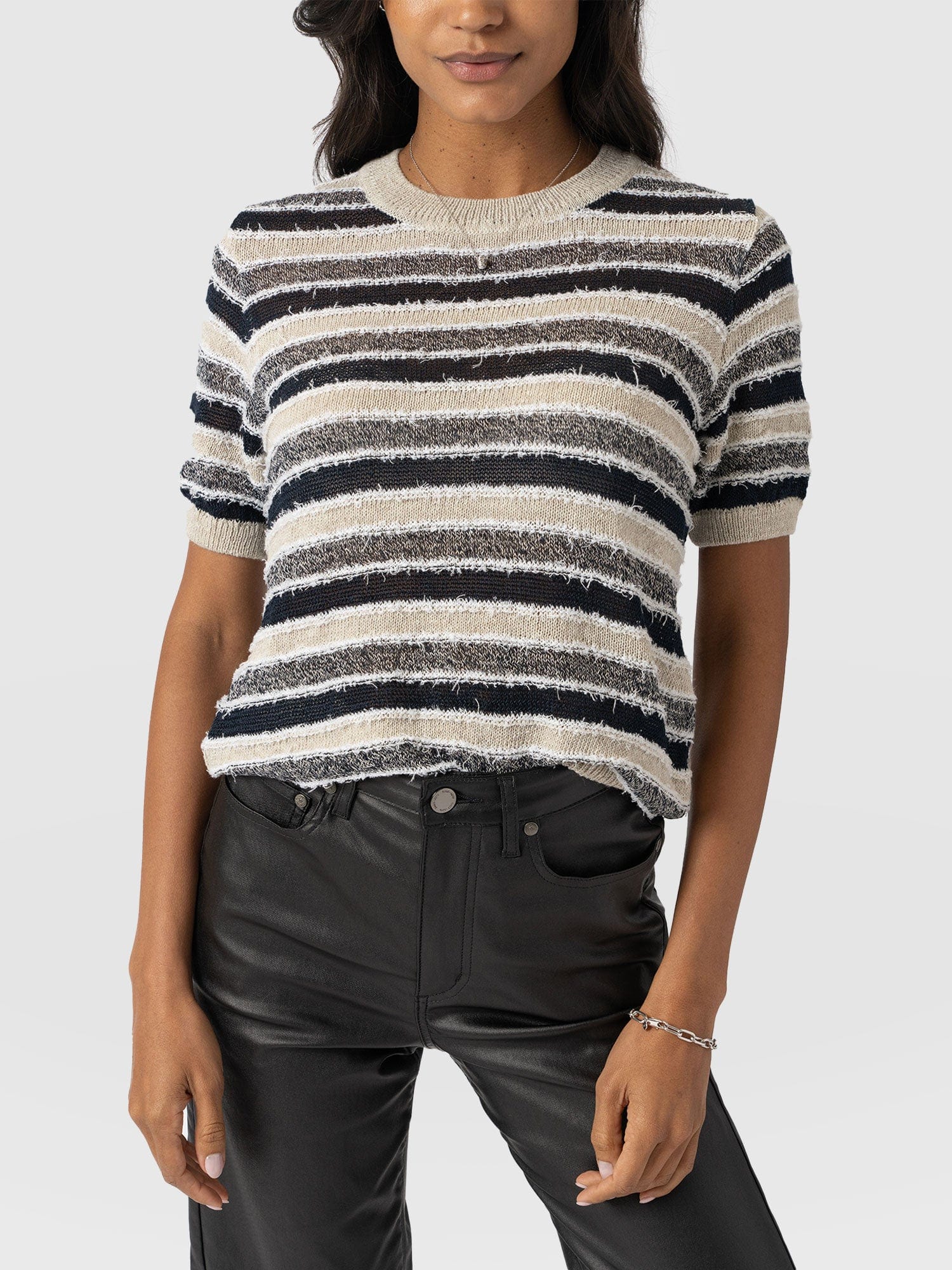 Fearne Knit Tee - Blue Stripe - Image 3