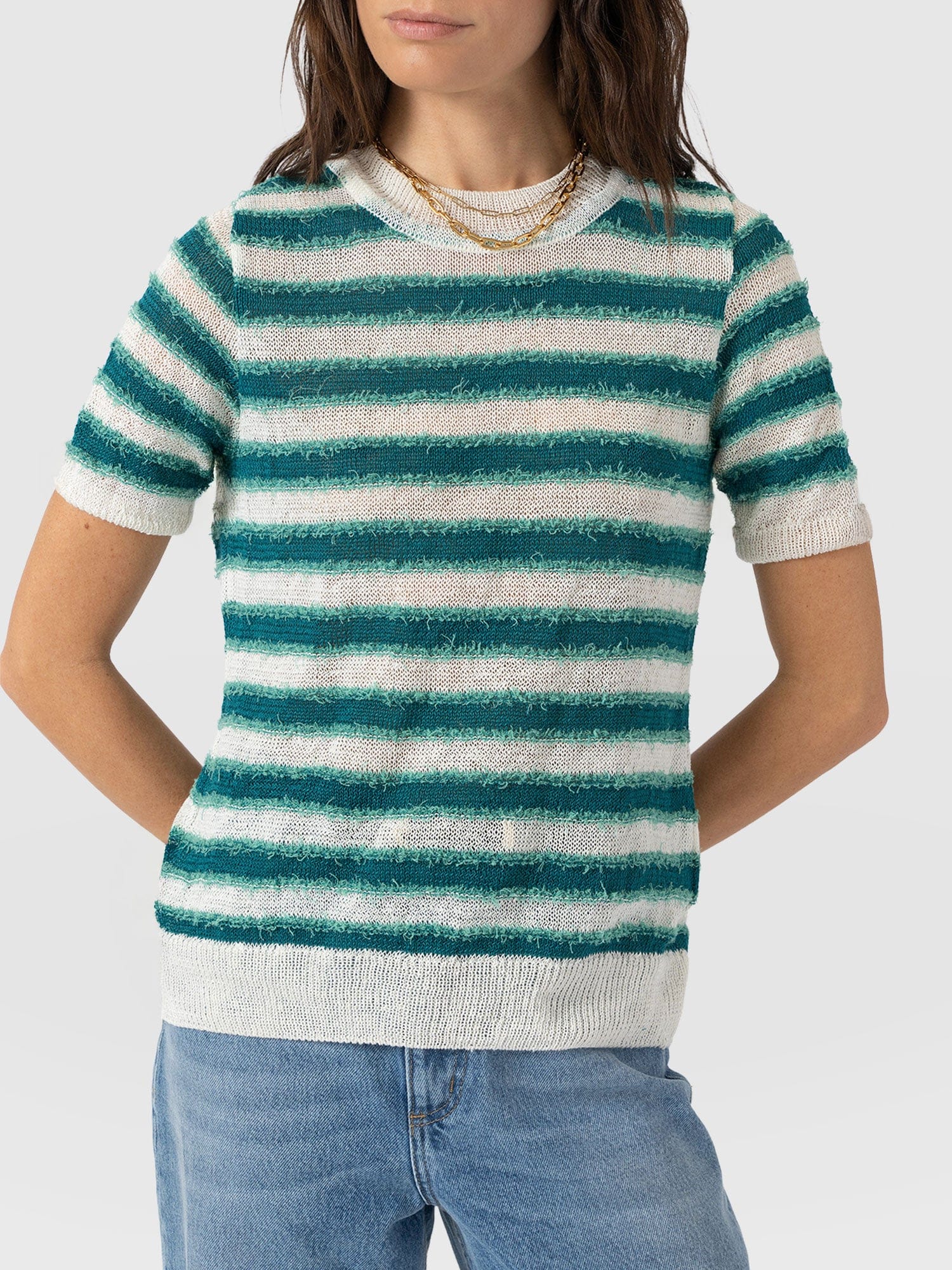 Fearne Knit Tee - Mint Stripe - Image 3