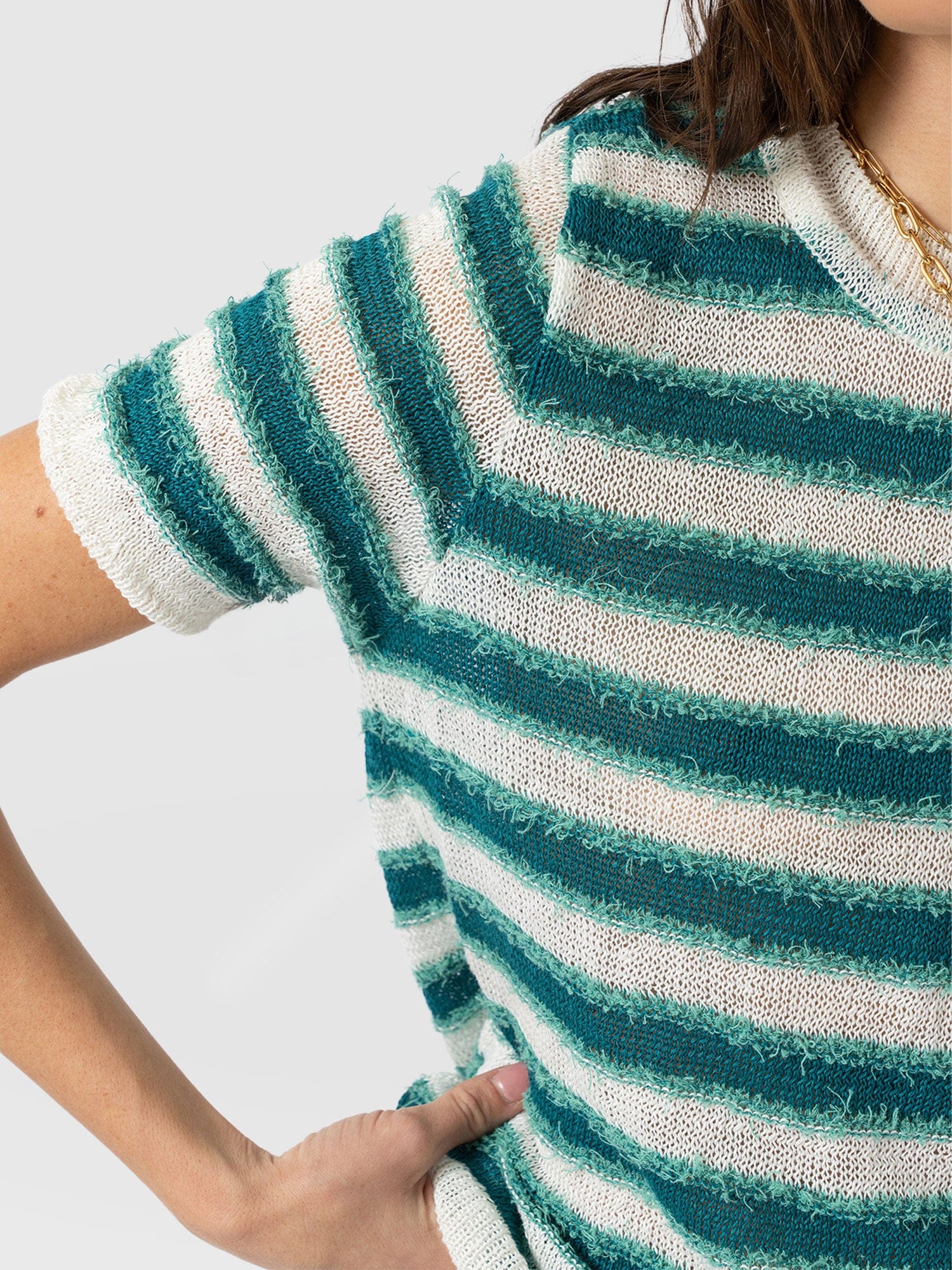 Fearne Knit Tee - Mint Stripe - Image 5
