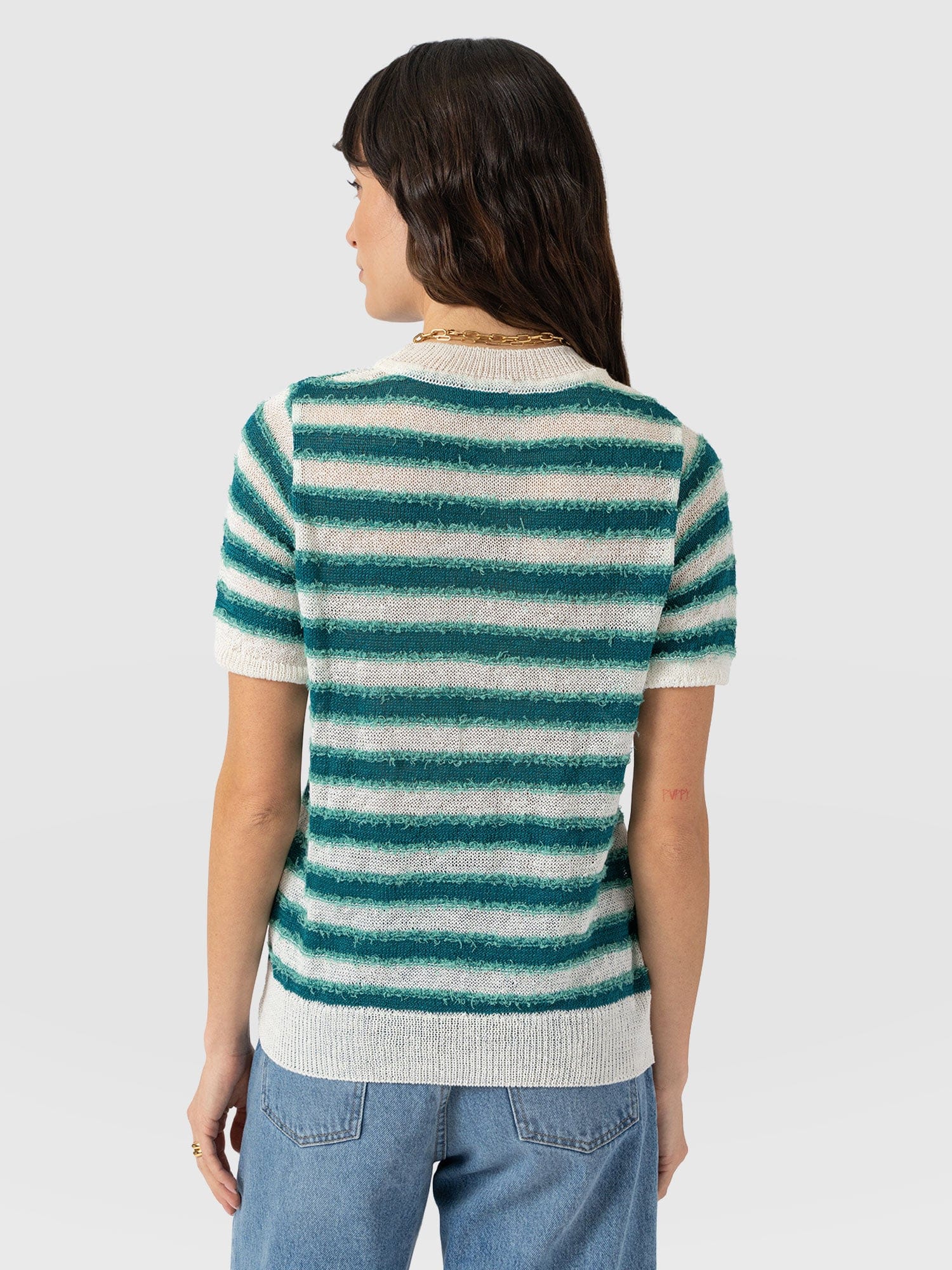 Fearne Knit Tee - Mint Stripe - Image 6