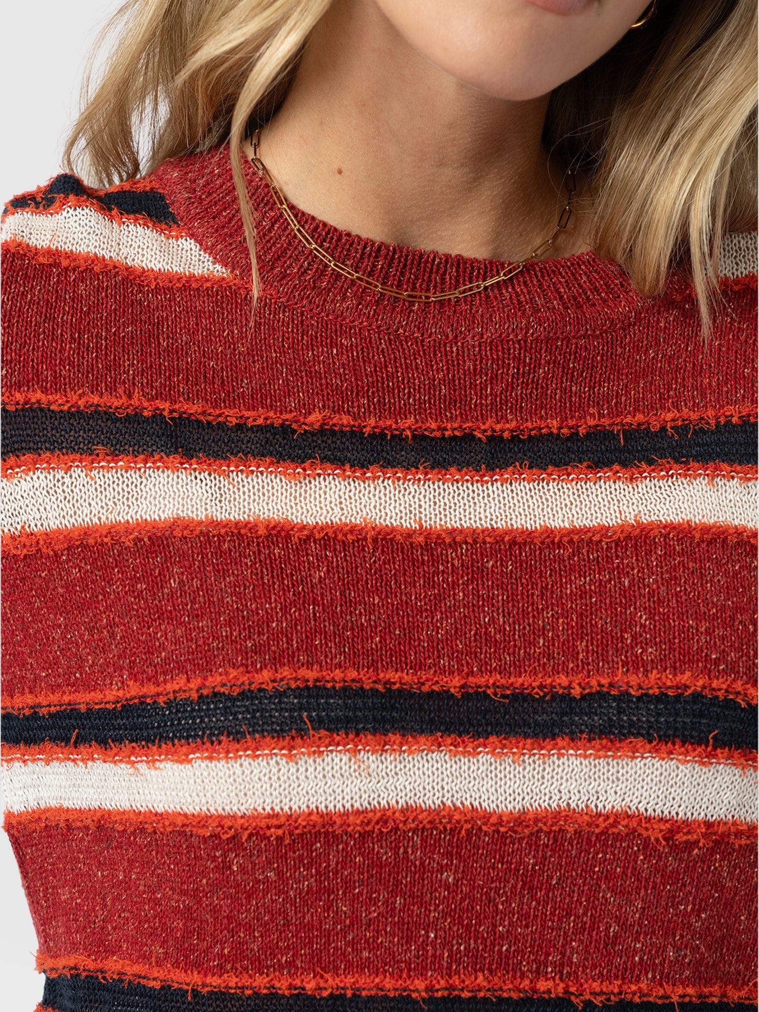 Fearne Knit Tee - Red Stripe - Image 4