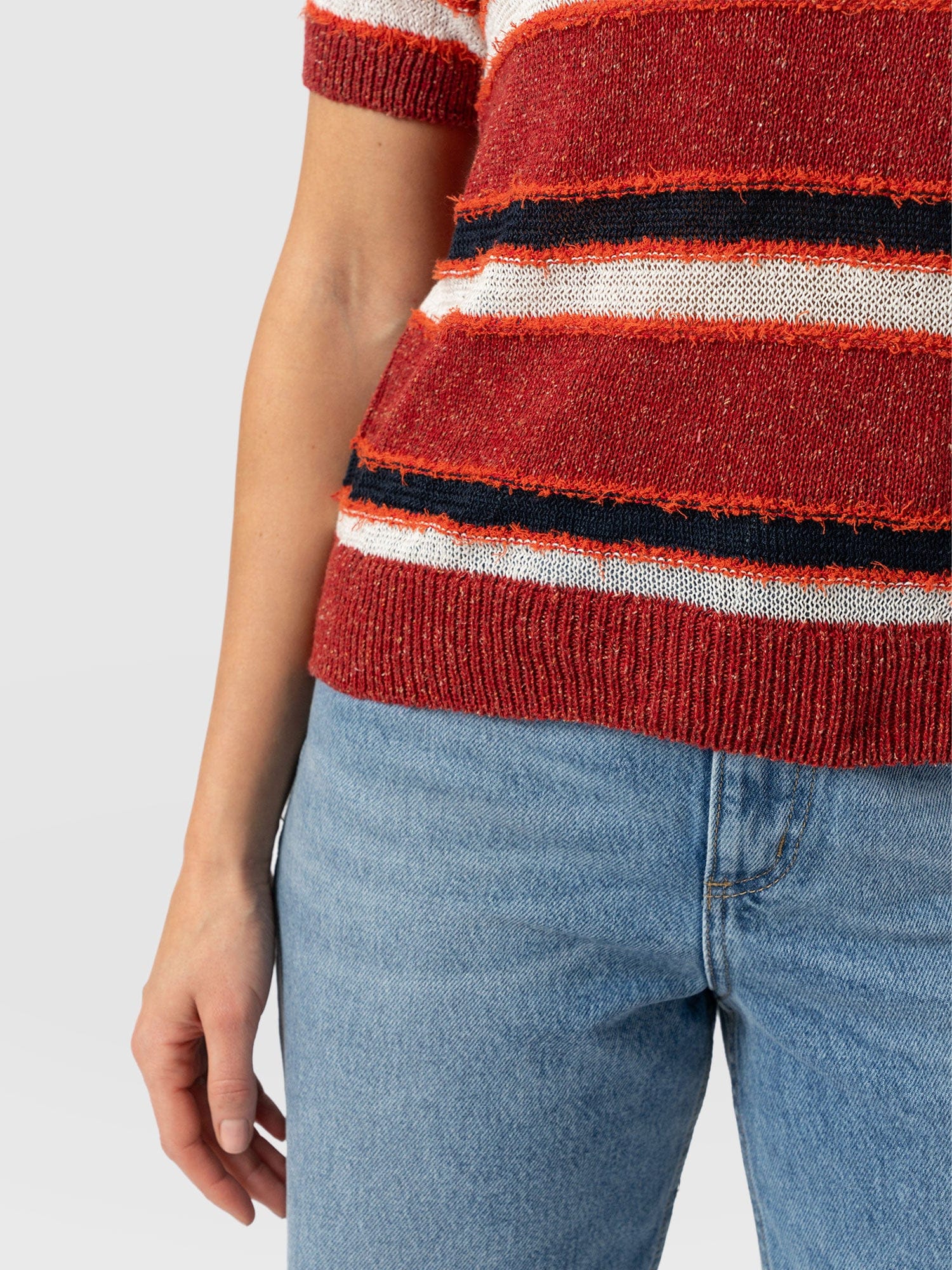 Fearne Knit Tee - Red Stripe - Image 5