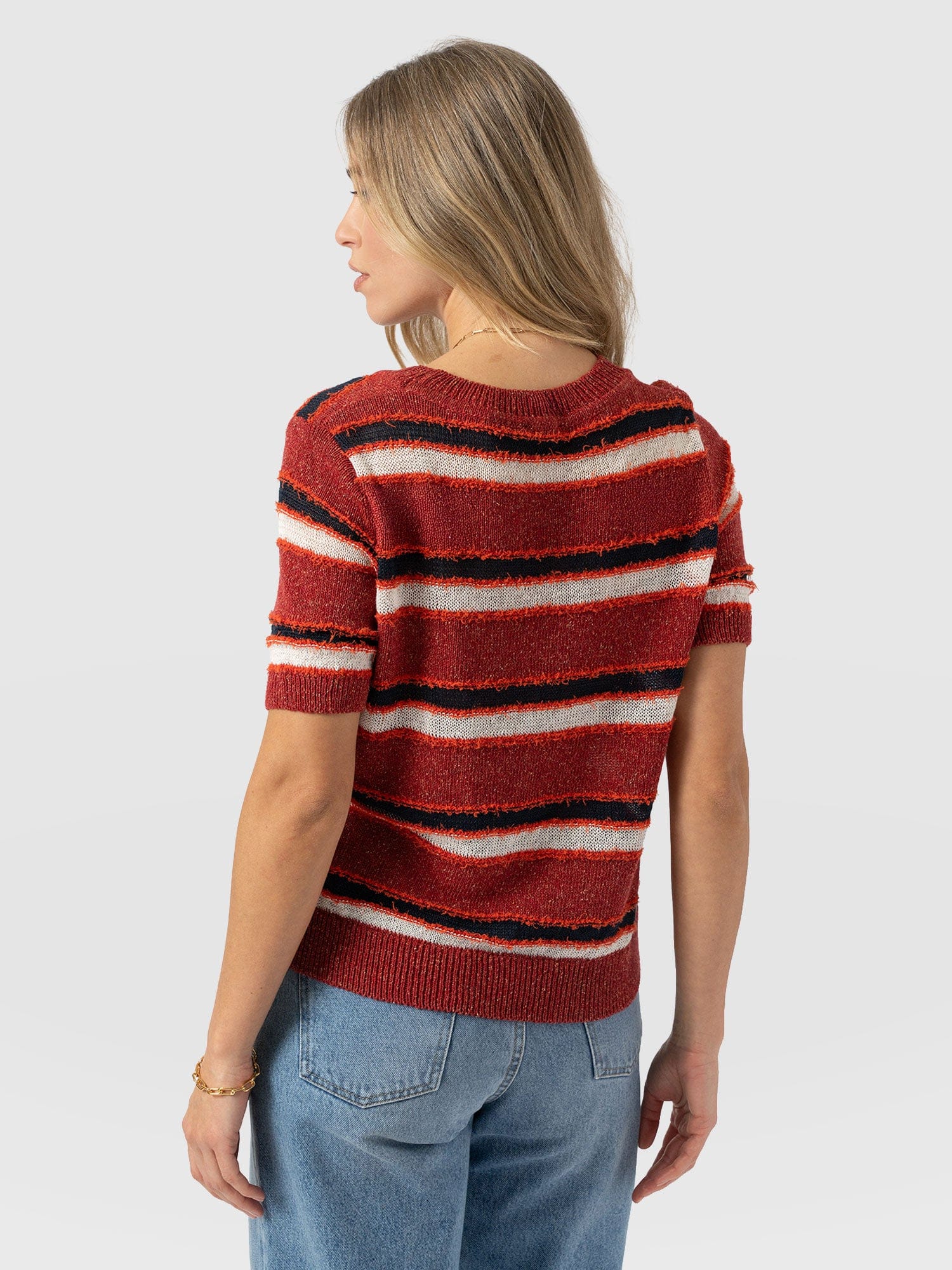 Fearne Knit Tee - Red Stripe - Image 6