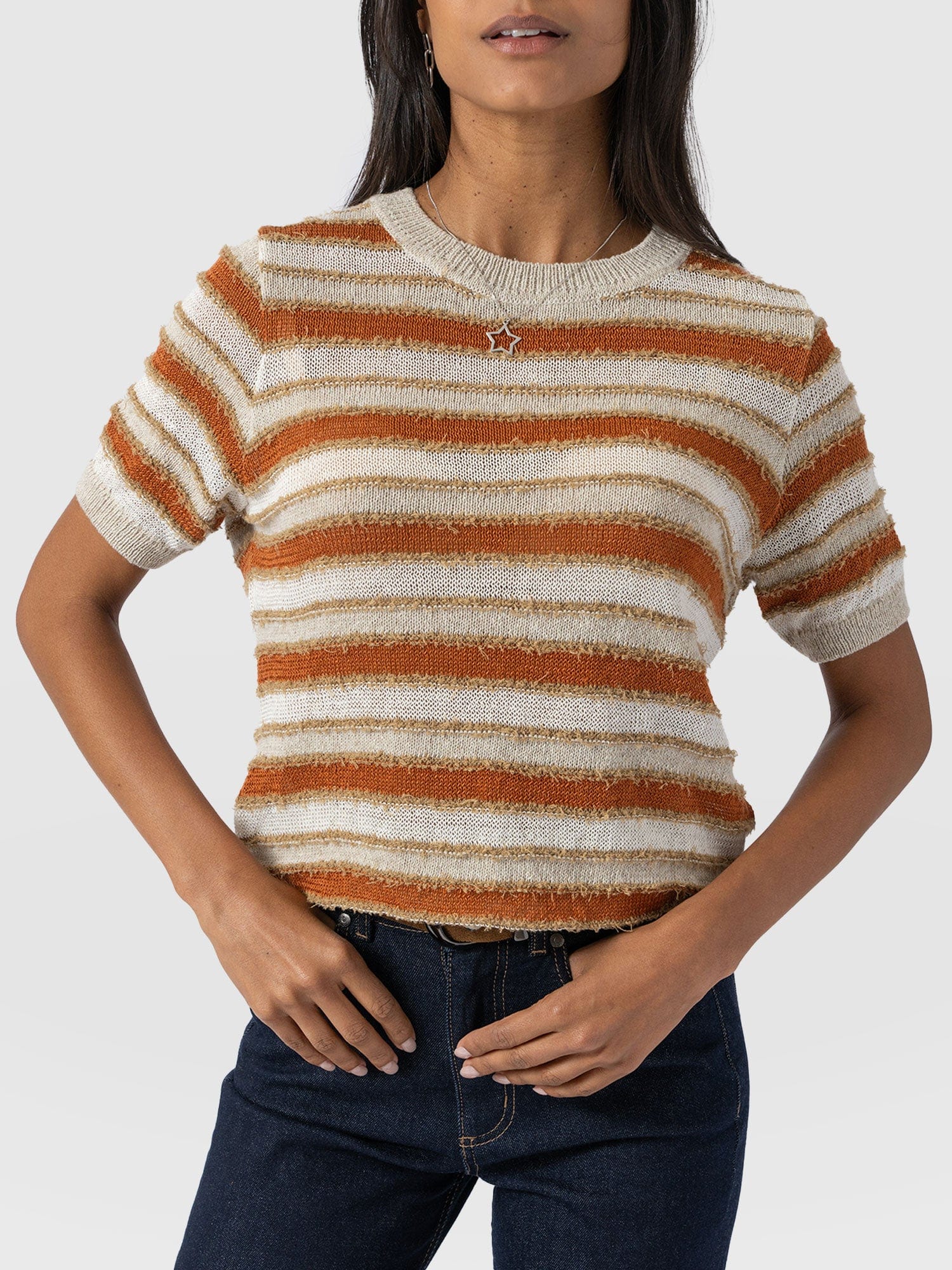 Fearne Knit Tee - Rust Stripe - Image 3
