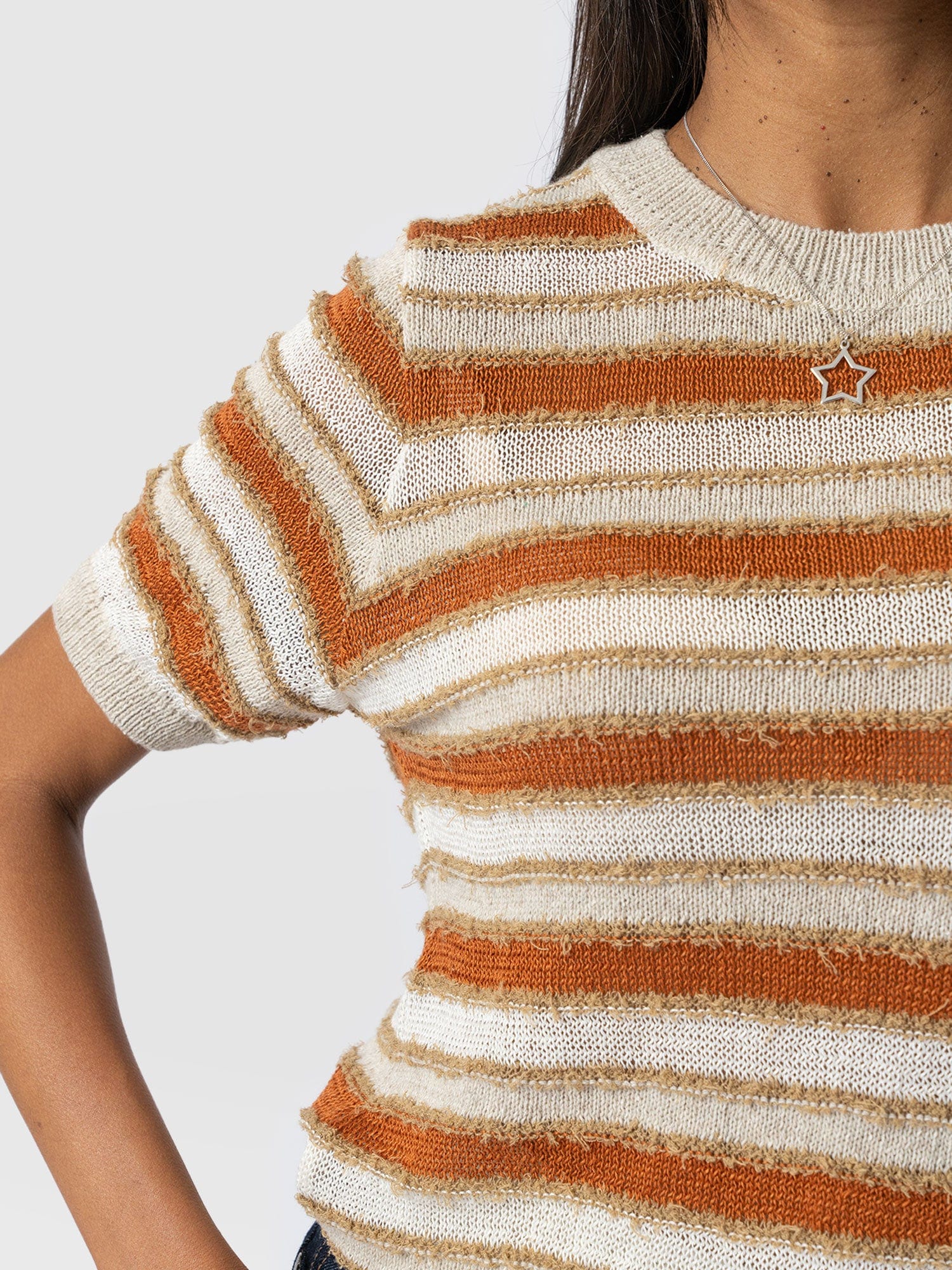 Fearne Knit Tee - Rust Stripe - Image 4