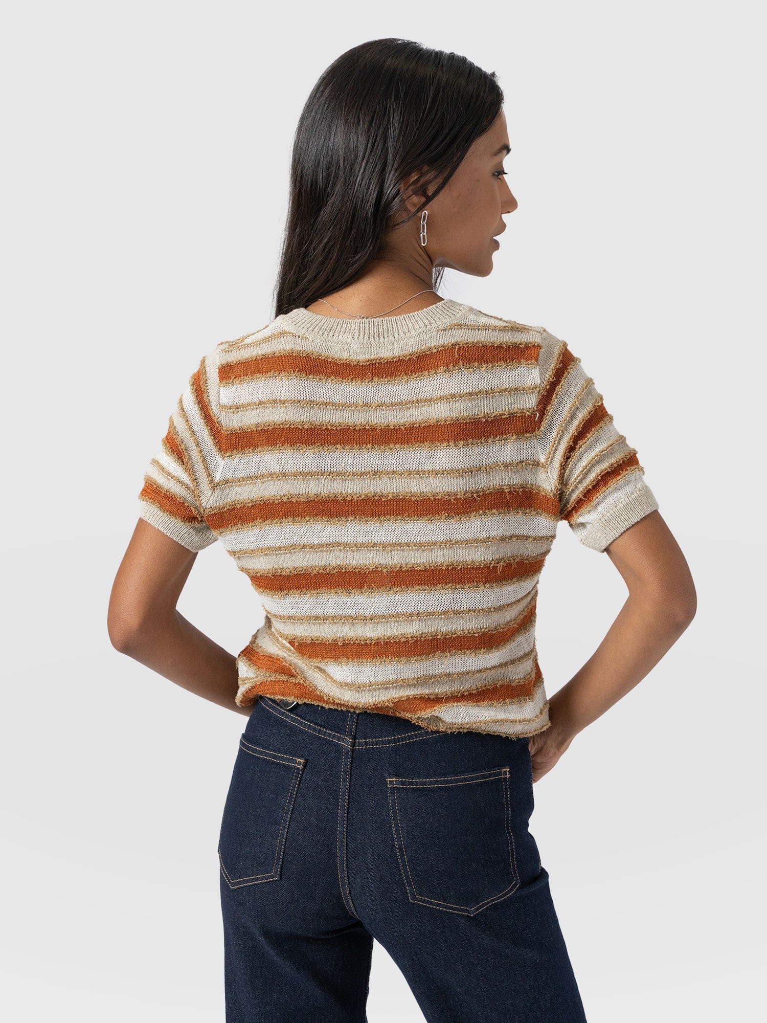 Fearne Knit Tee - Rust Stripe - Image 6