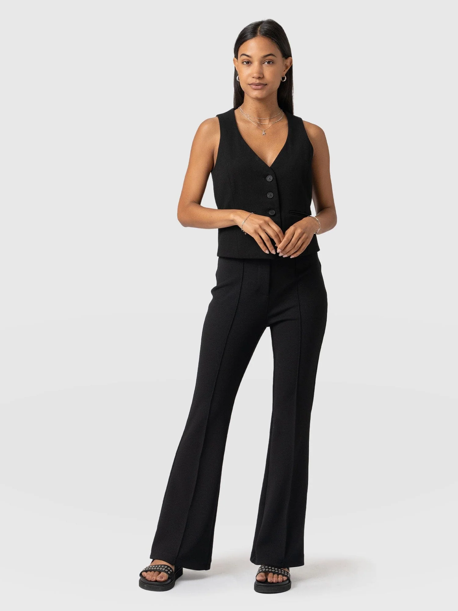 Freya Flared Trouser - Black - Image 3