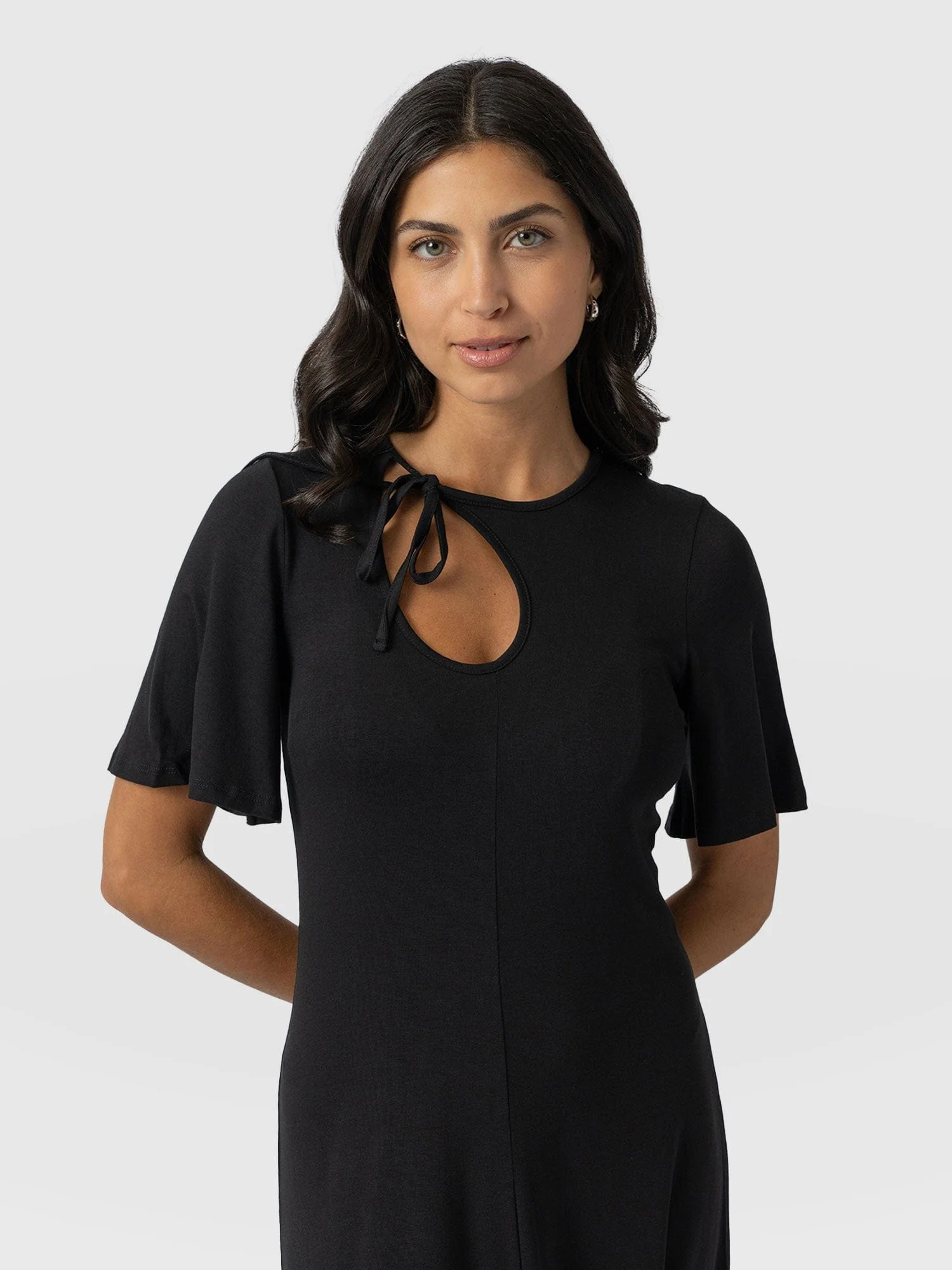 Freya Tie Dress - Black - Image 3