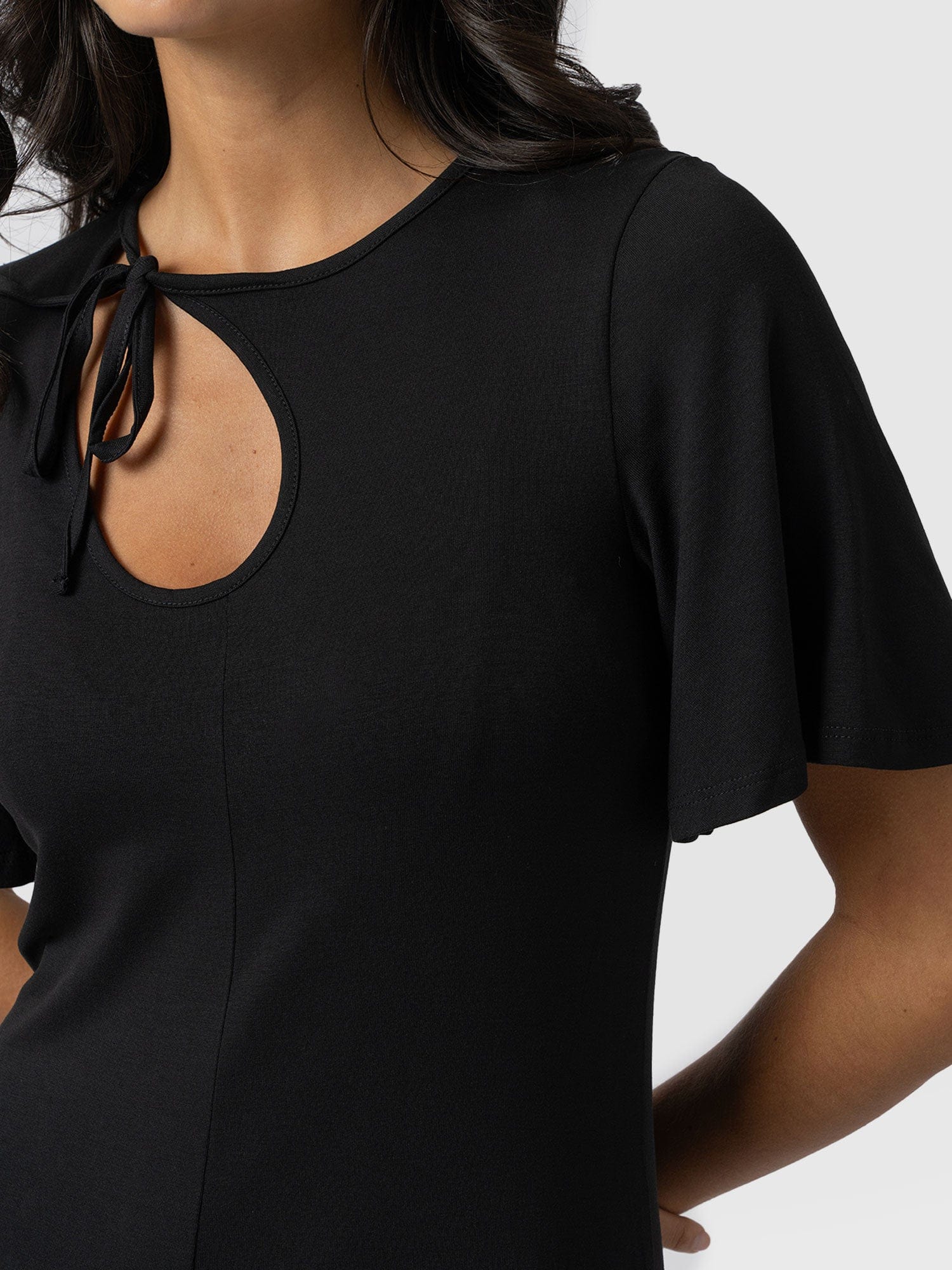 Freya Tie Dress - Black - Image 4