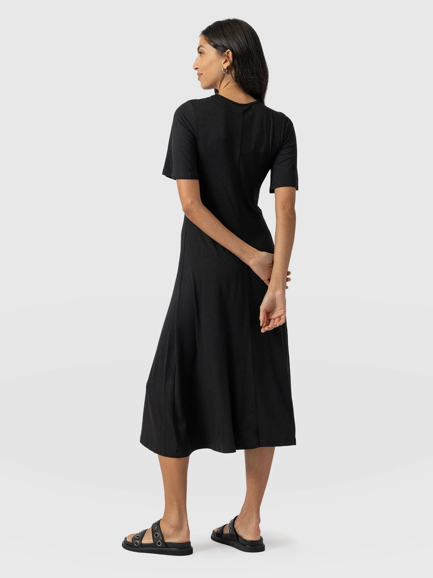 Freya Tie Dress - Black - Image 5
