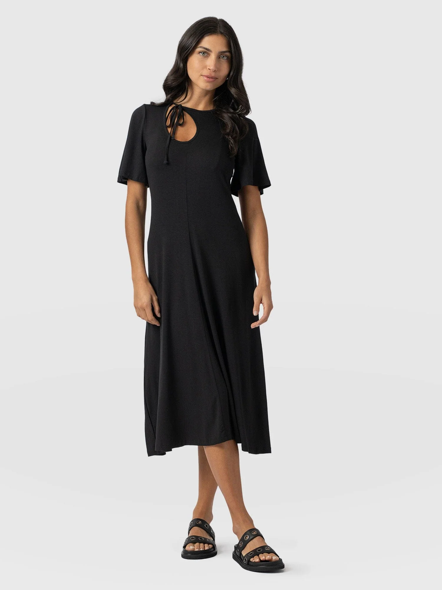 Freya Tie Dress - Black - Image 6