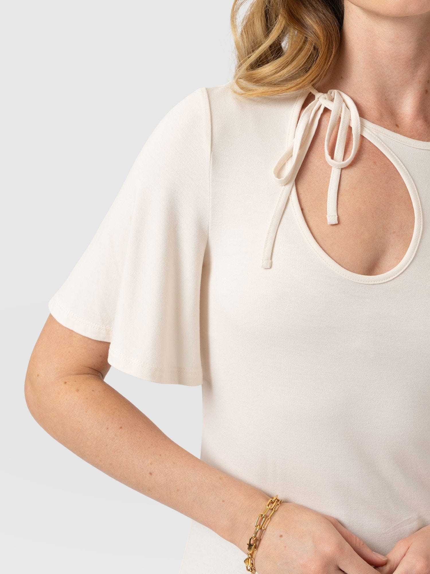 Freya Tie Tee - Cream - Image 4