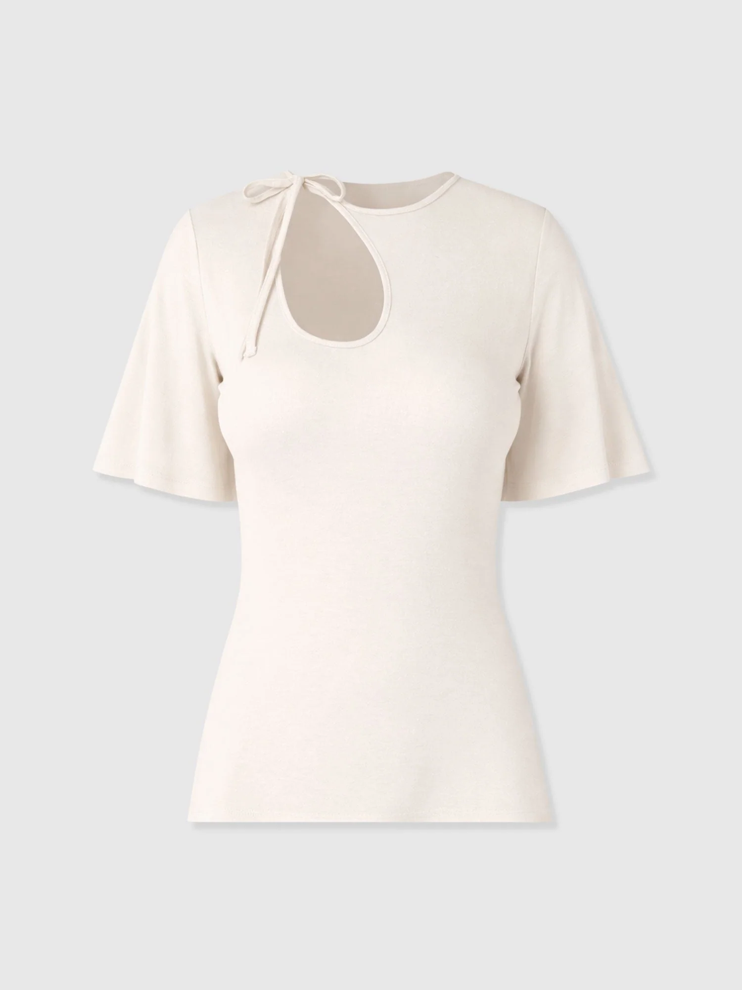 Freya Tie Tee - Cream - Image 7