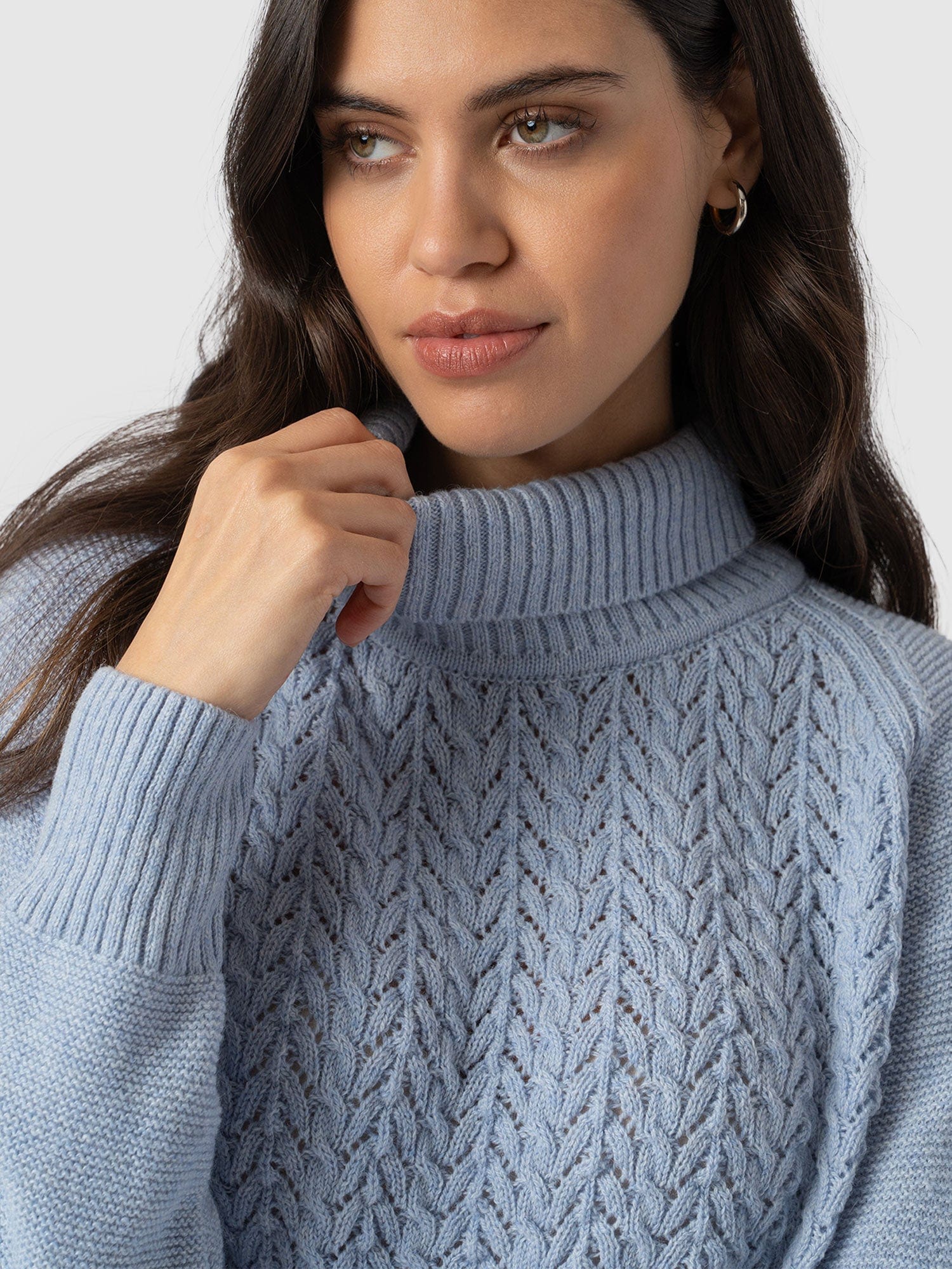 Glen Cable Knit Jumper - Pale Blue - Image 3