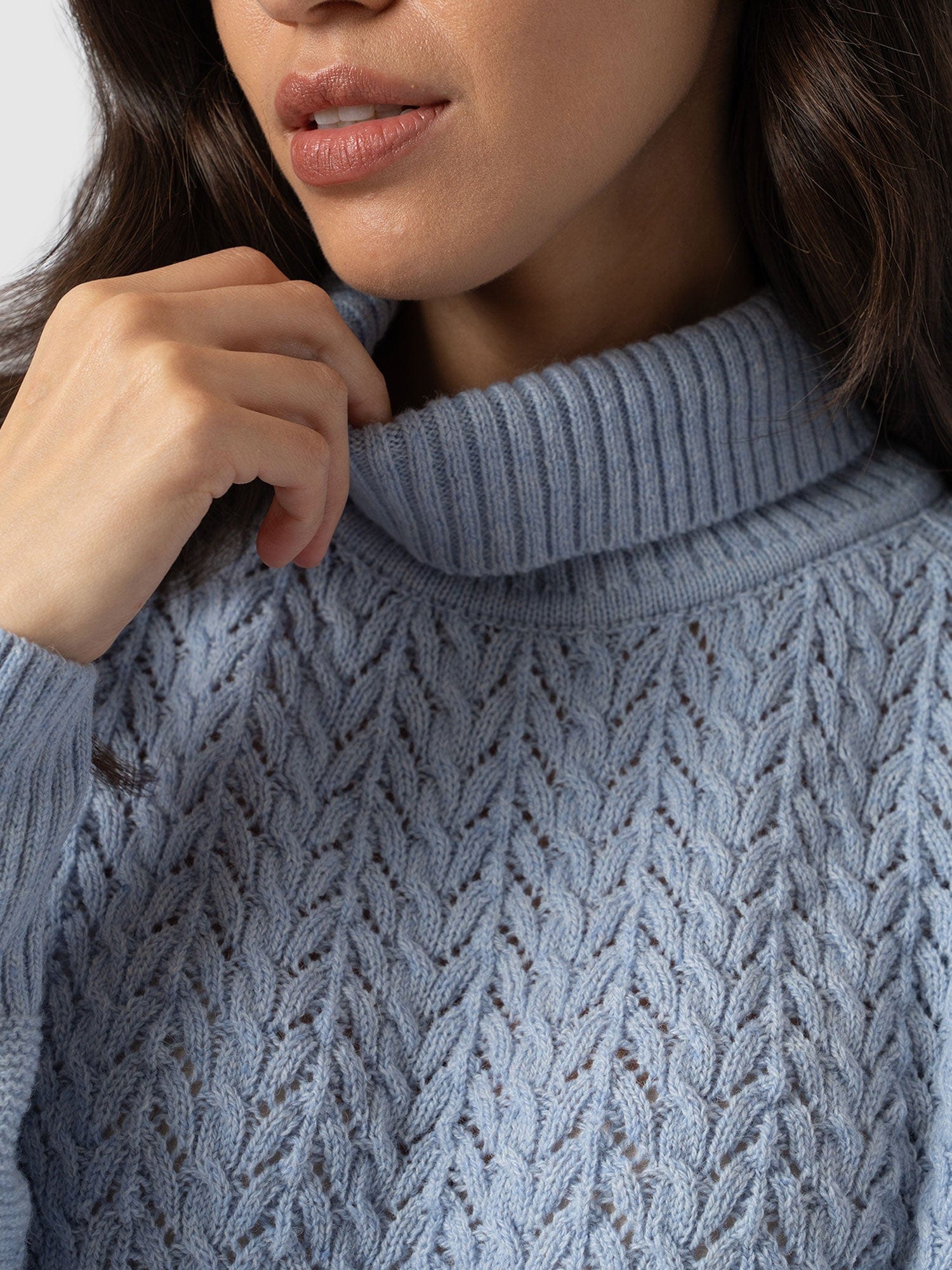 Glen Cable Knit Jumper - Pale Blue - Image 5