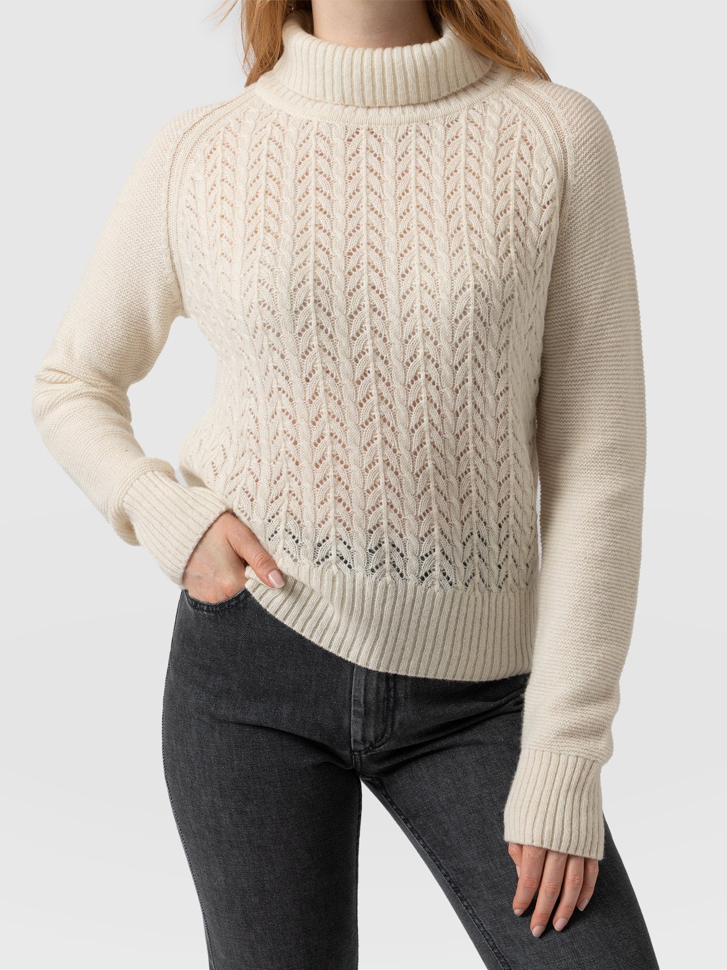 Glen Cable Knit Jumper - Cream - Image 3