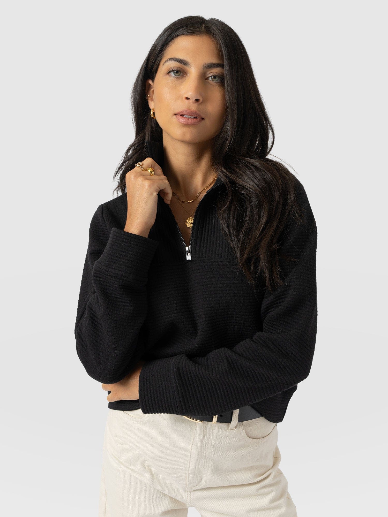 Halsey Quarter Zip - Black Ottoman - Image 3