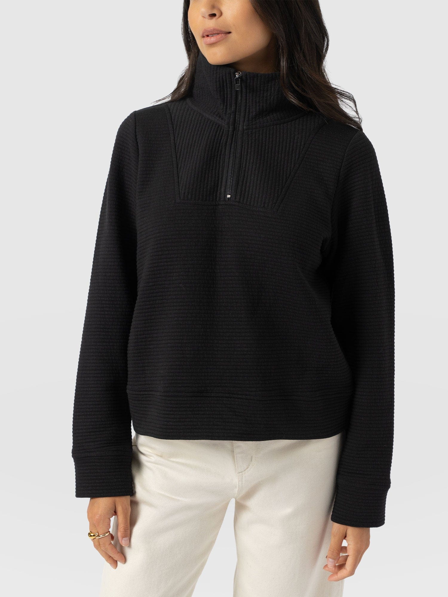 Halsey Quarter Zip - Black Ottoman - Image 5