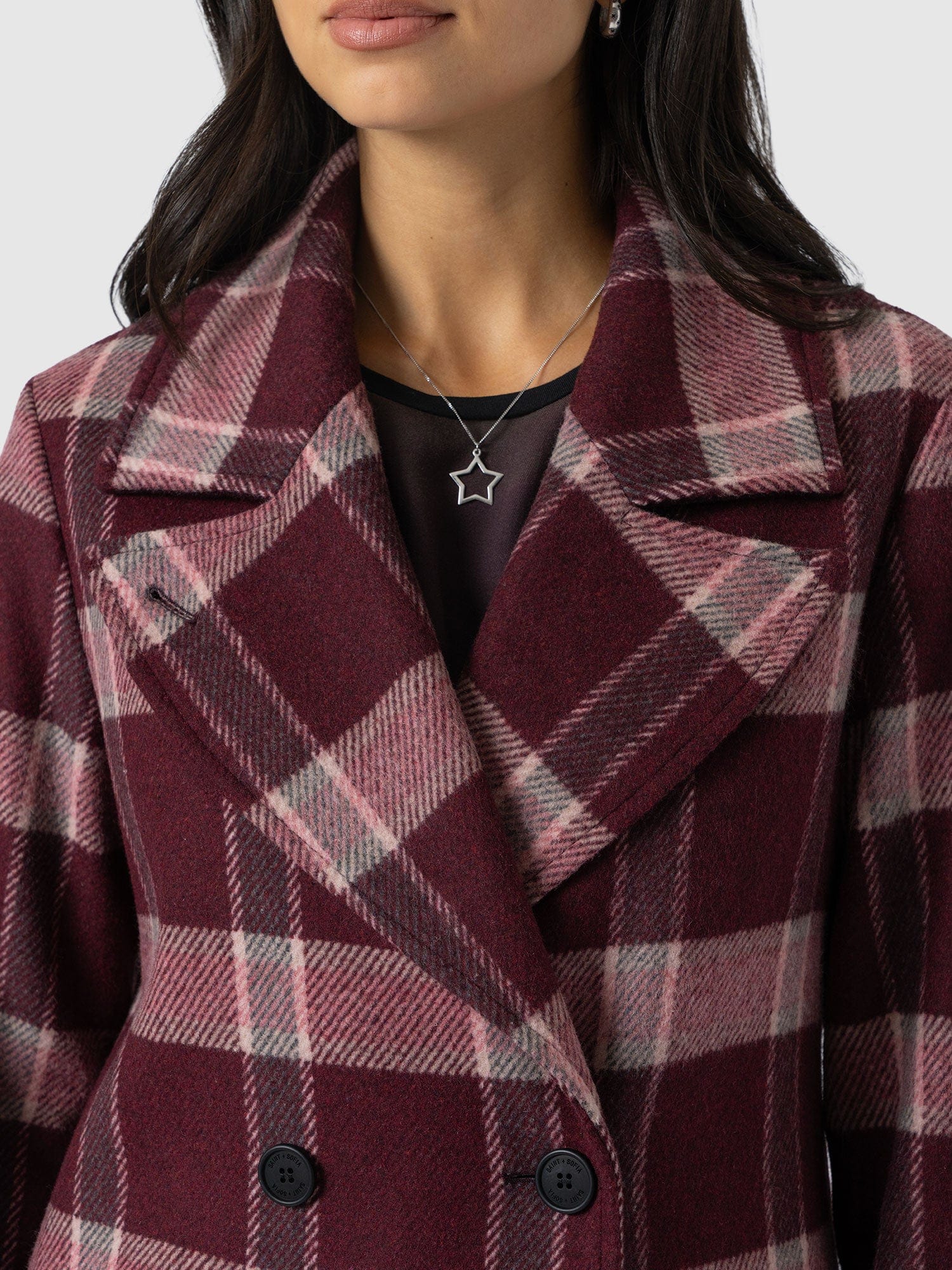 Hampton Coat - Burgundy/Pink Check - Image 4